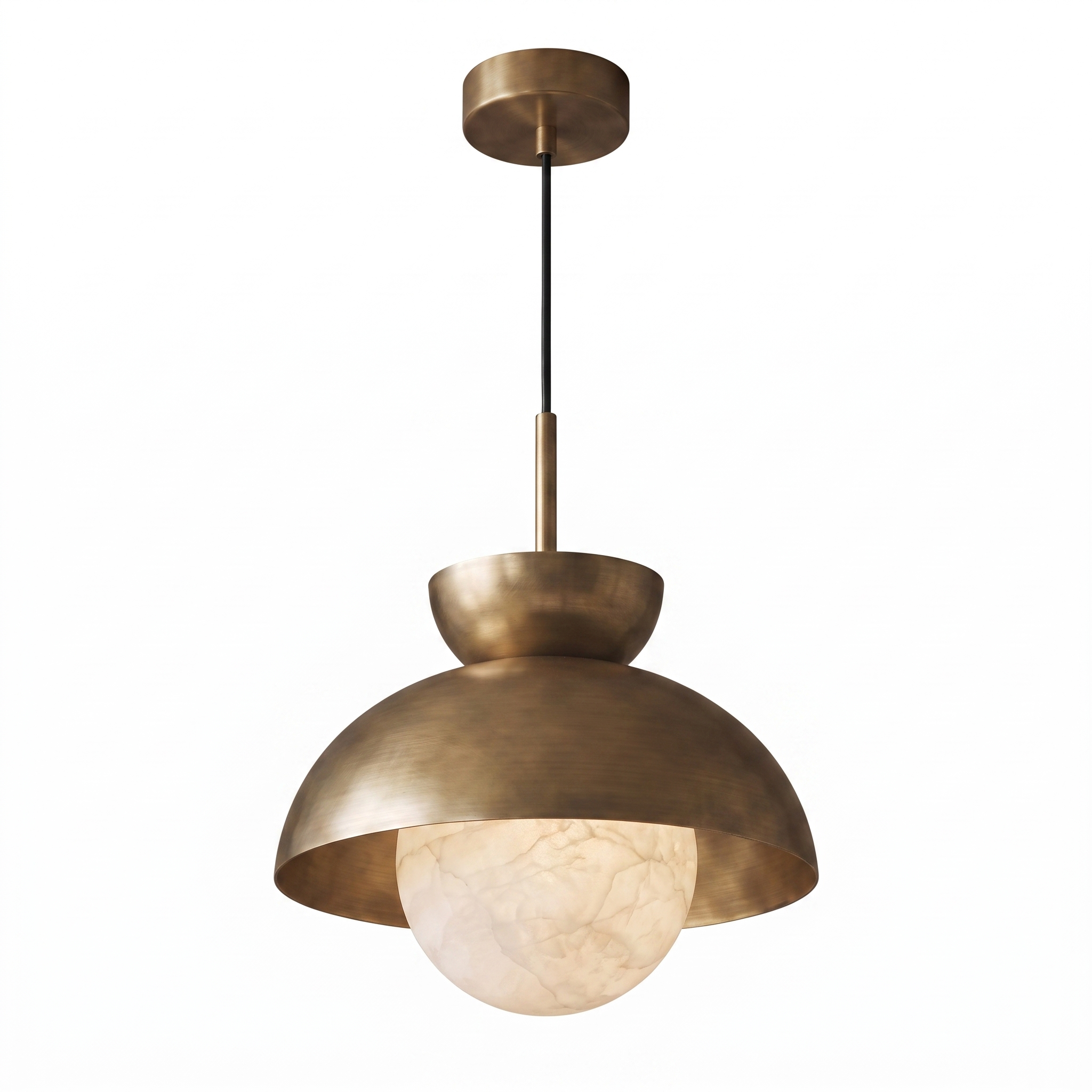 AIR HAVEN Alabaster Globe Pendant Light - Three-Quarter Studio