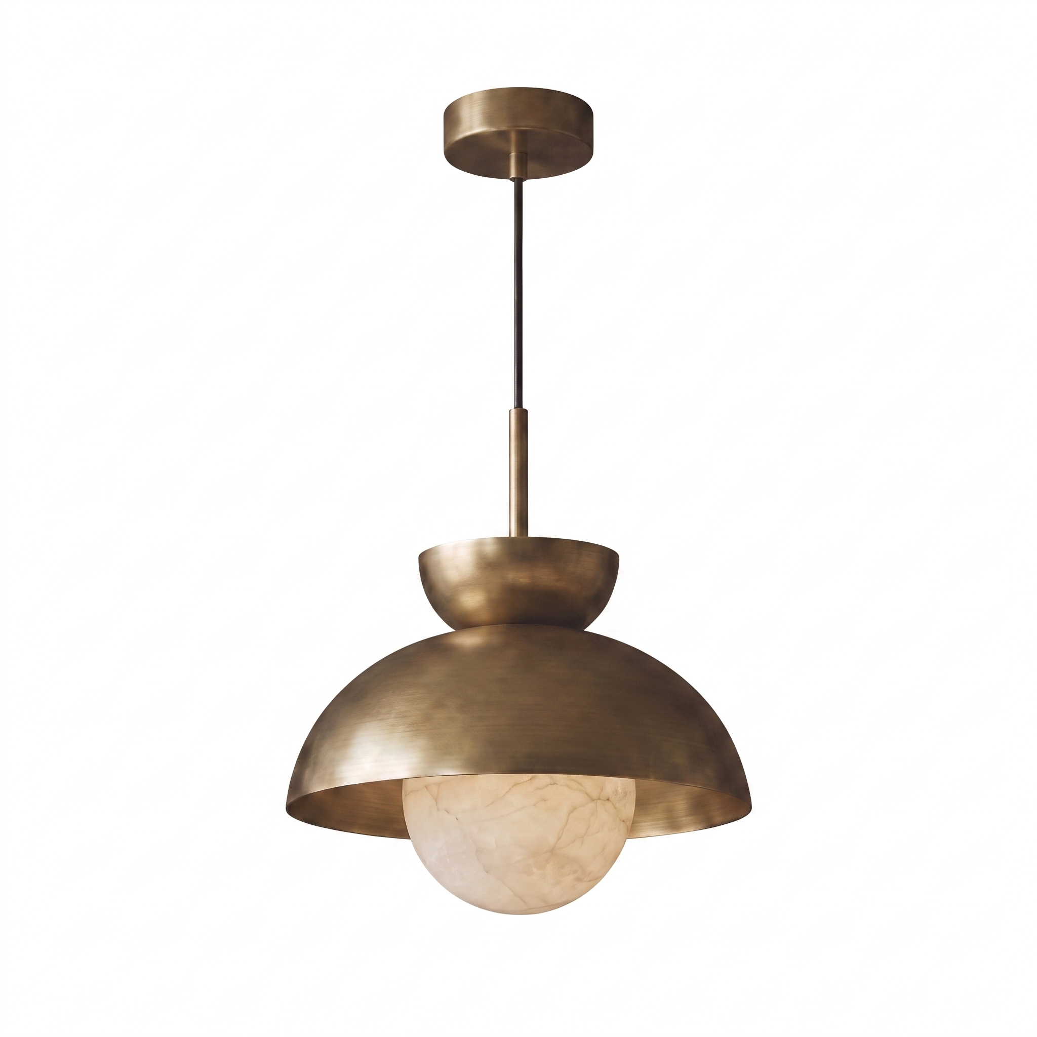 AIR HAVEN Alabaster Globe Pendant Light - Front Elevation
