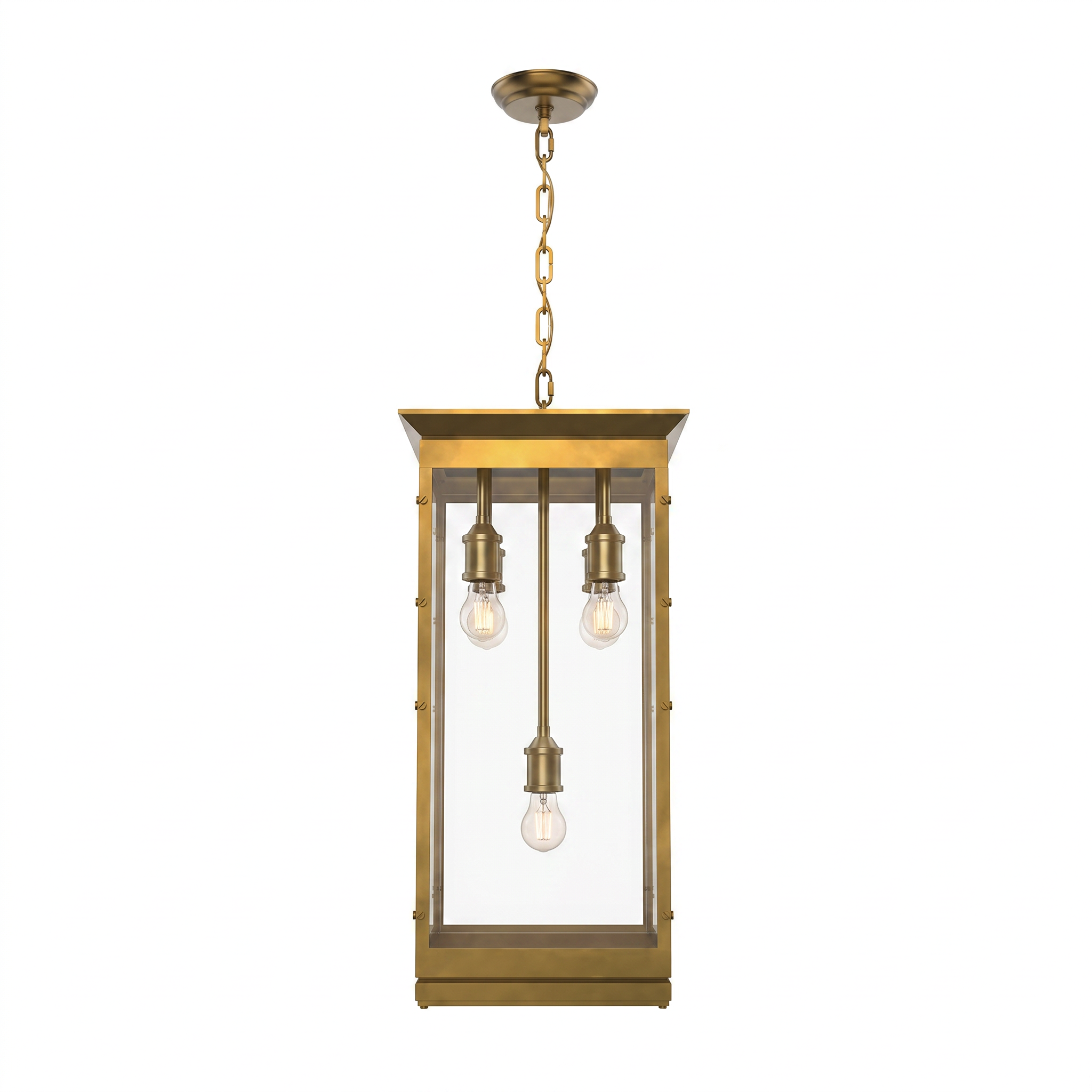 AIR HAVEN Craftsman Lantern Pendant - Brass finish white background hero