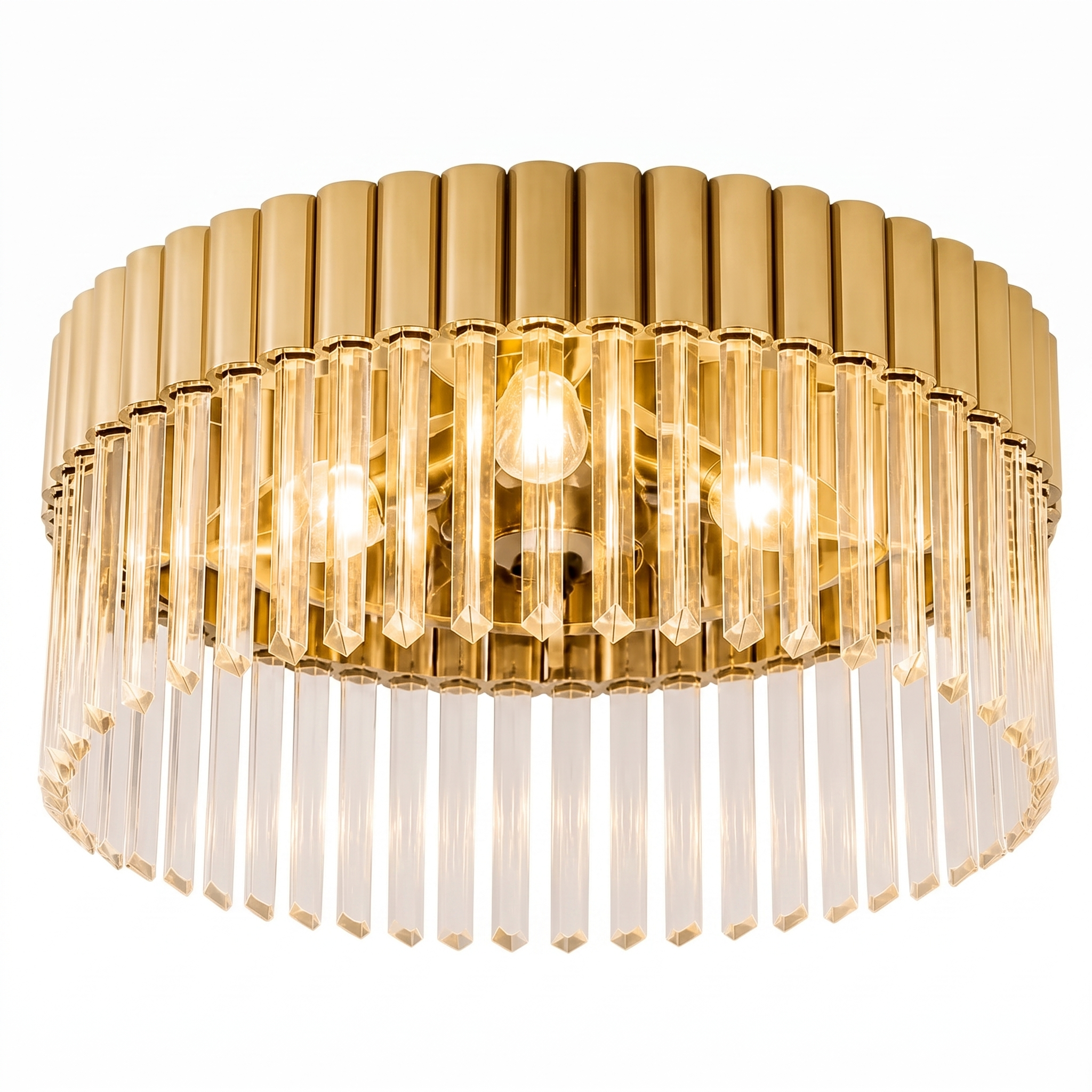 AIR HAVEN Crystal Flush Mount Light - Polished Champagne finish white background hero