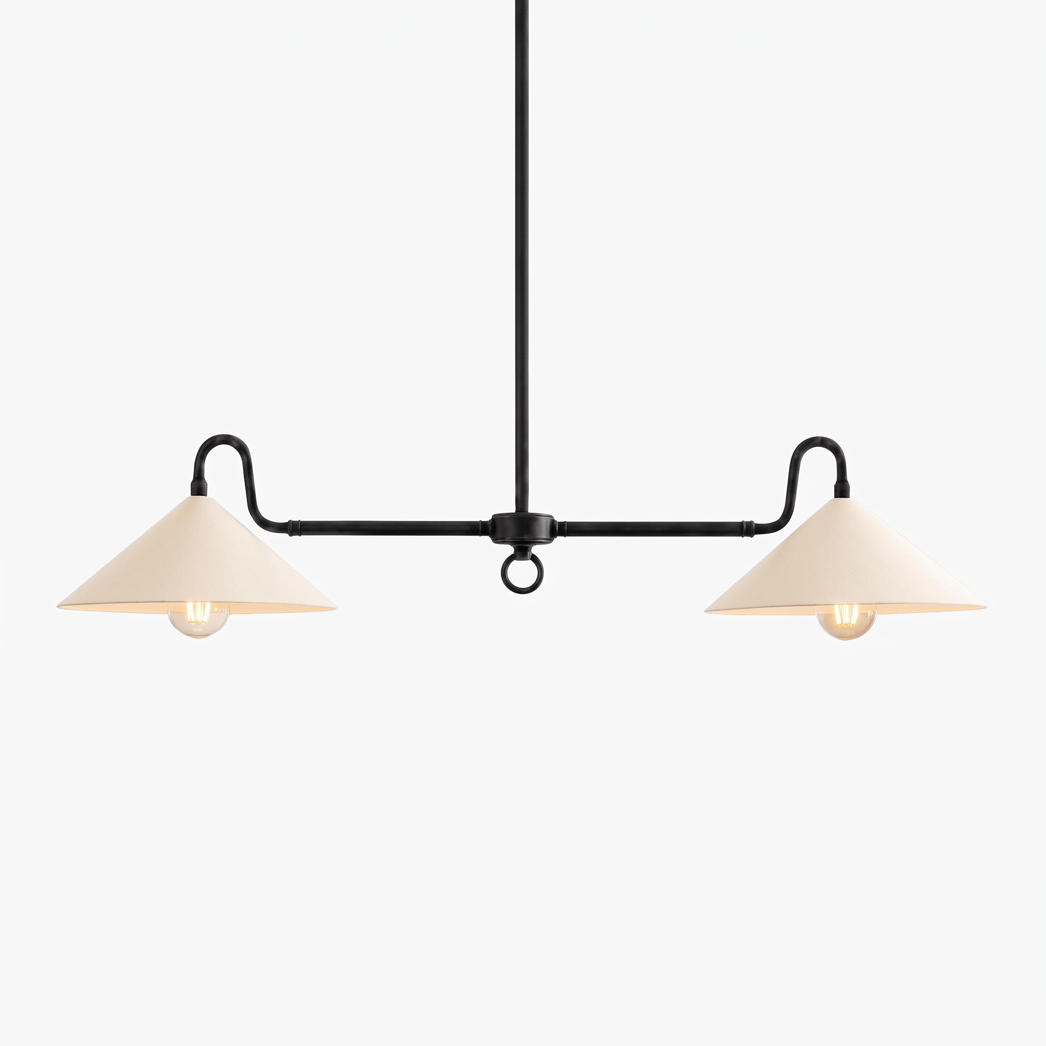 AIR HAVEN Farmhouse Dual-Shade Chandelier - Black finish white background hero
