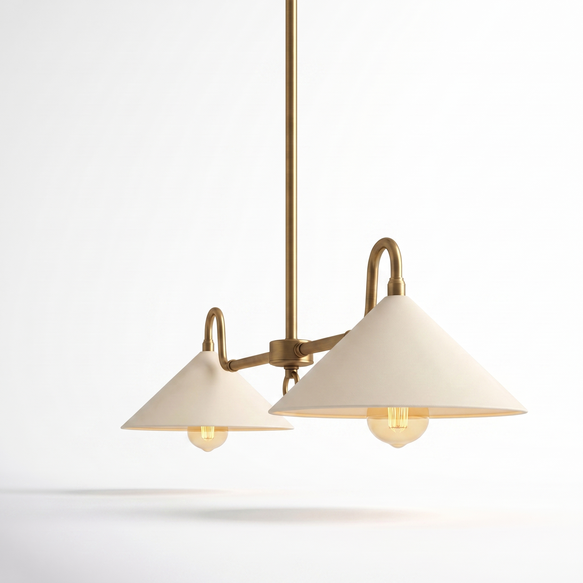 AIR HAVEN Farmhouse Dual-Shade Chandelier - Brass finish alternate elevation