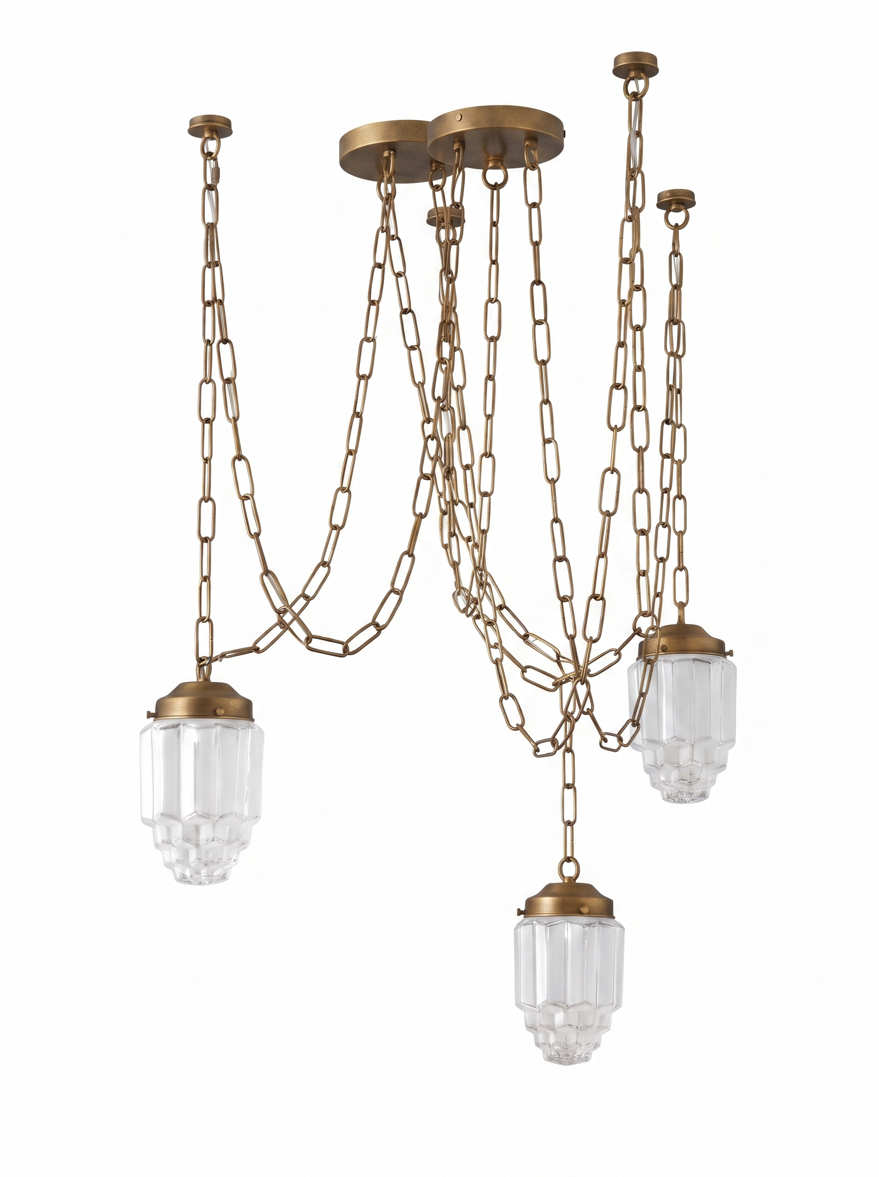 AIR HAVEN Faceted Glass Drop Chandelier three-quarter studio view