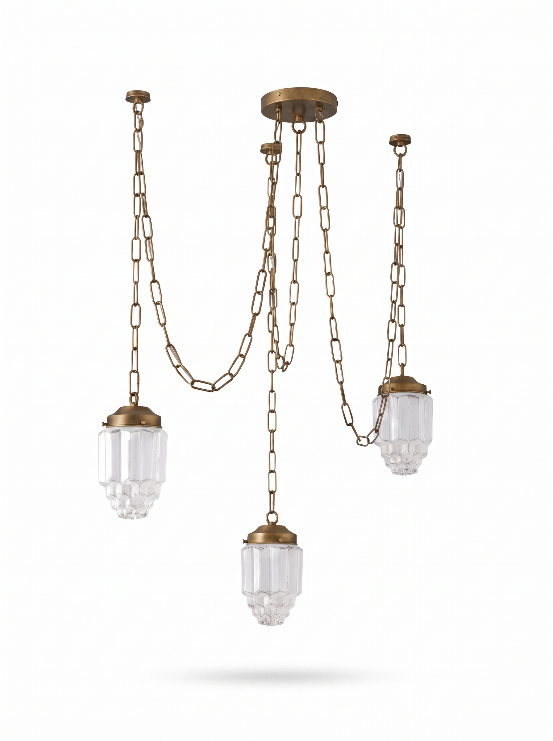 AIR HAVEN Faceted Glass Drop Chandelier side elevation