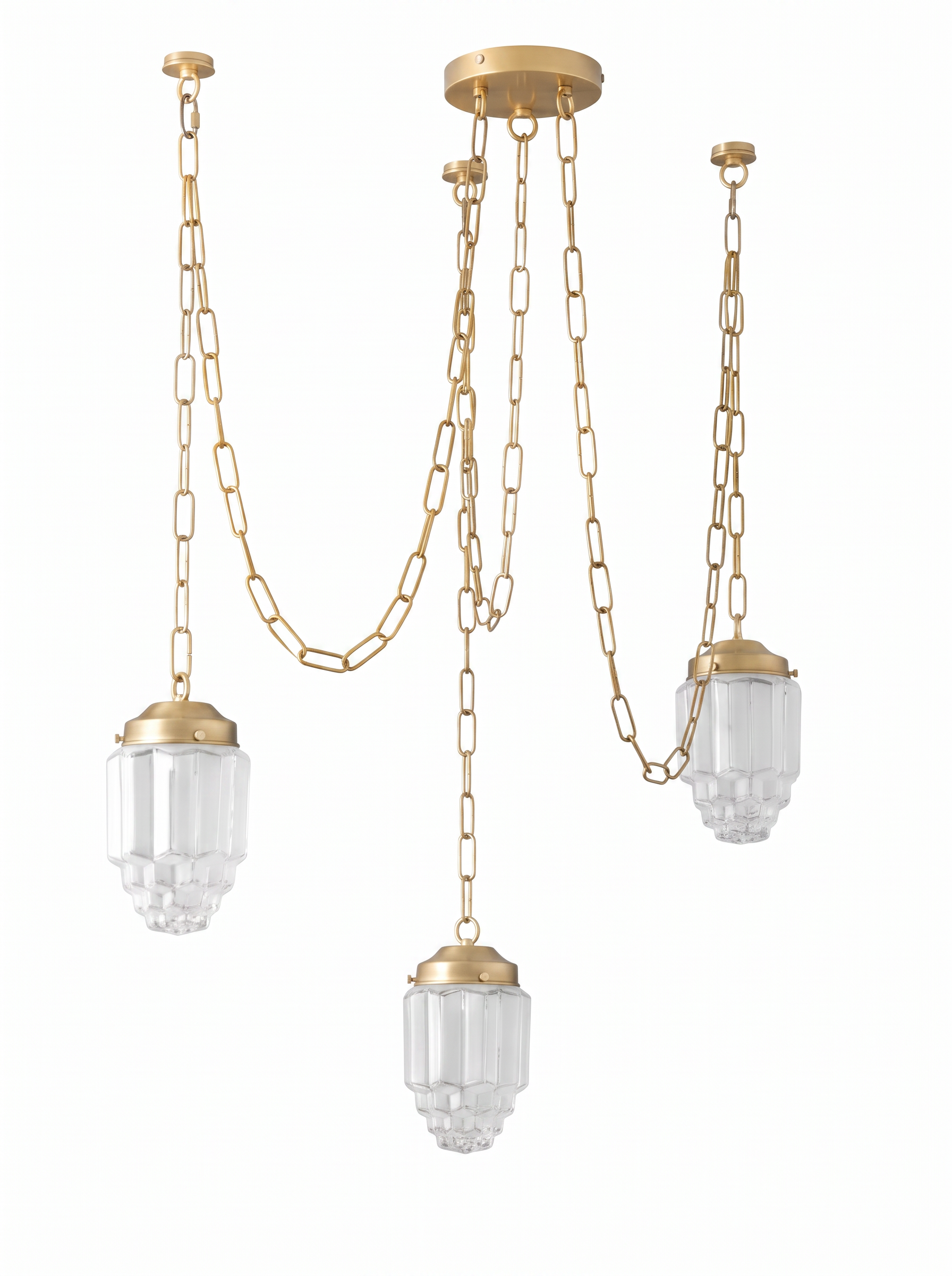 AIR HAVEN Faceted Glass Drop Chandelier Sealed Brass white hero