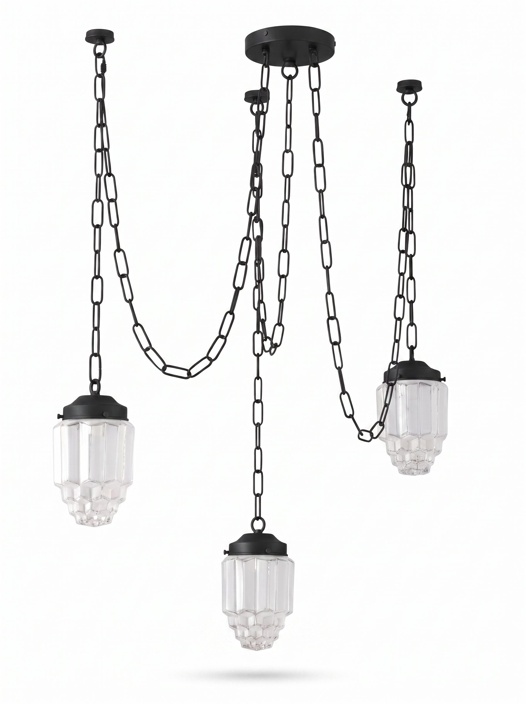 AIR HAVEN Faceted Glass Drop Chandelier Black white hero