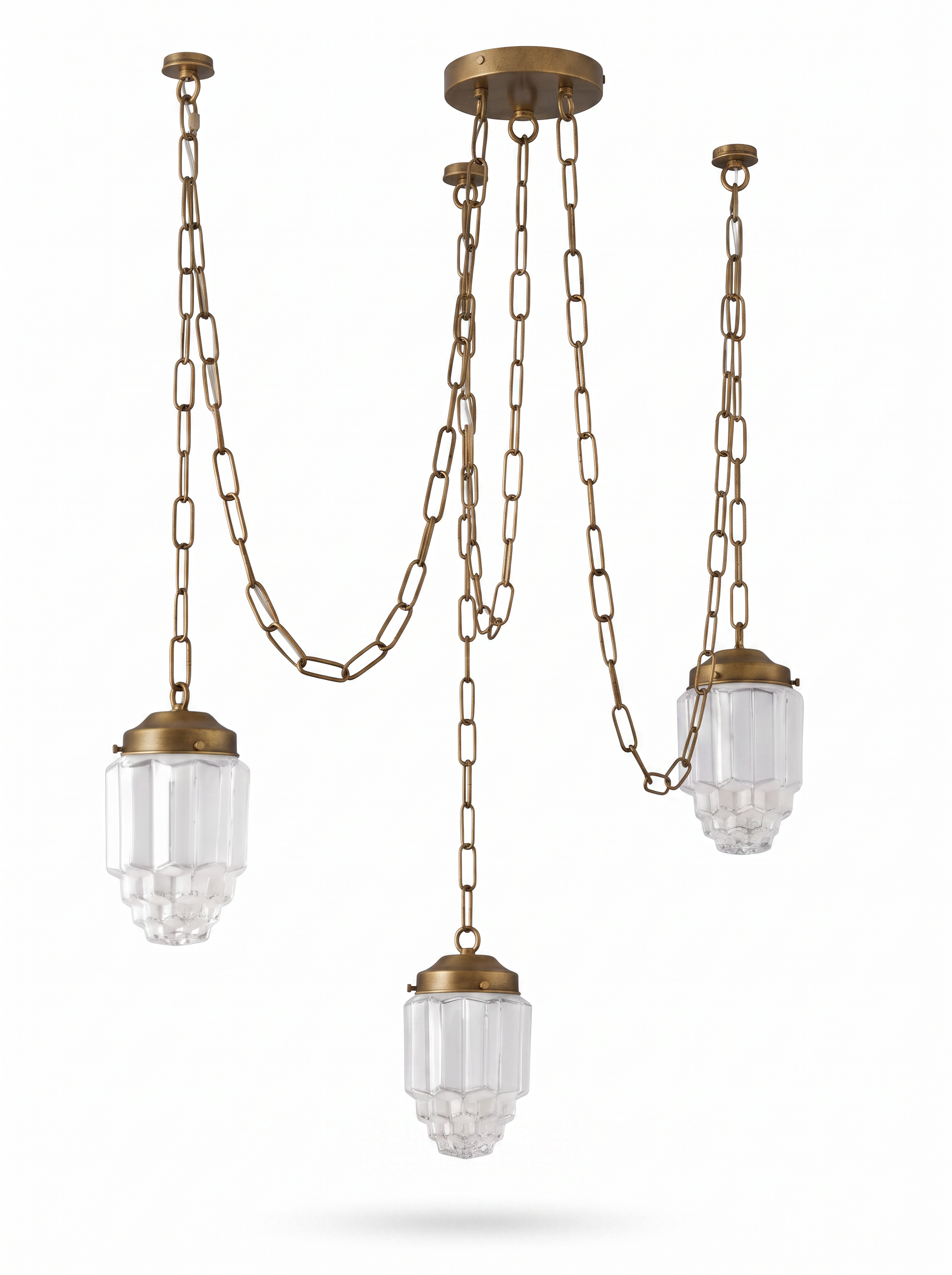 AIR HAVEN Faceted Glass Drop Chandelier Antique Brass white hero