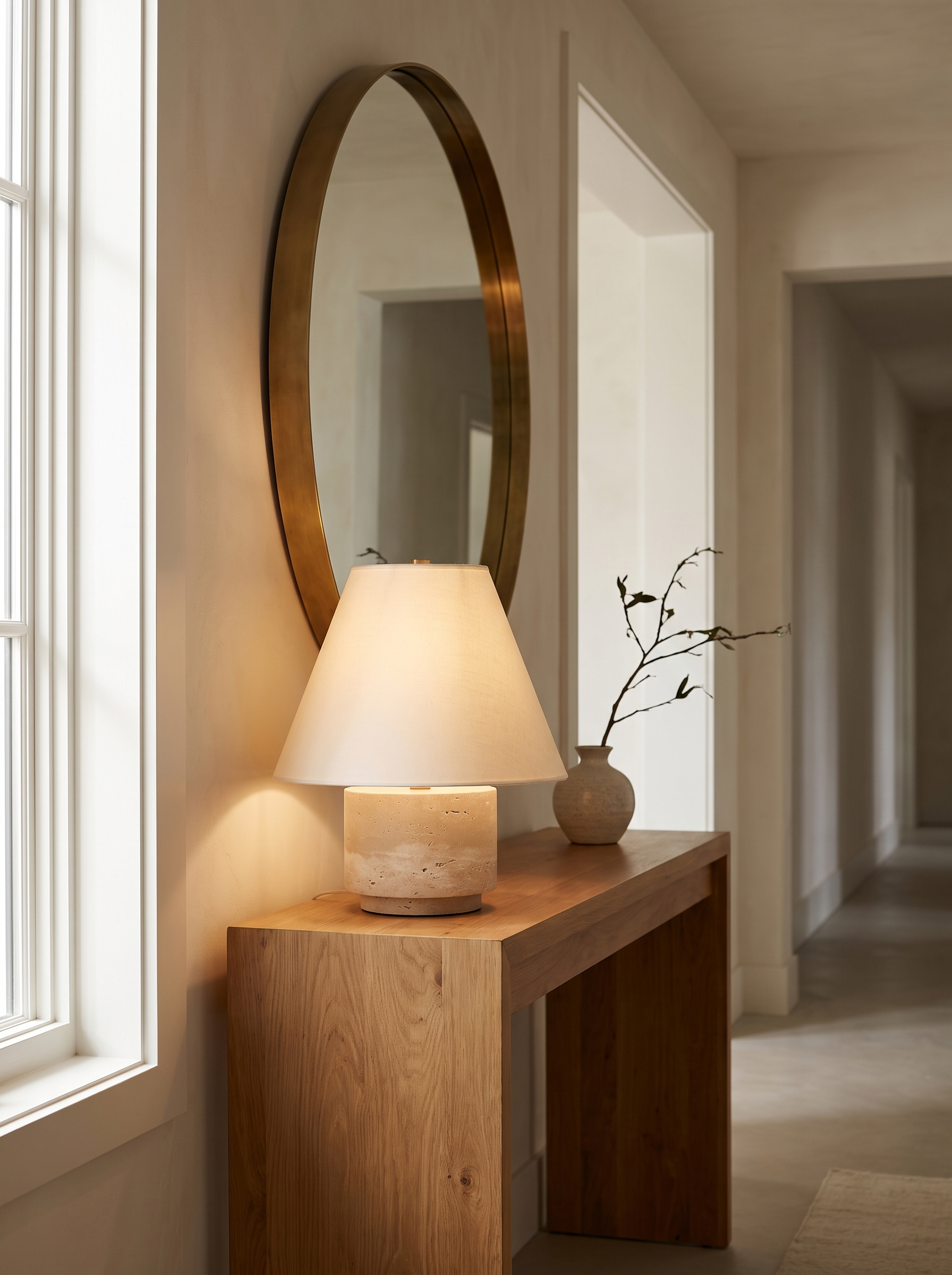 AIR HAVEN Travertine Base Table Lamp signature lifestyle