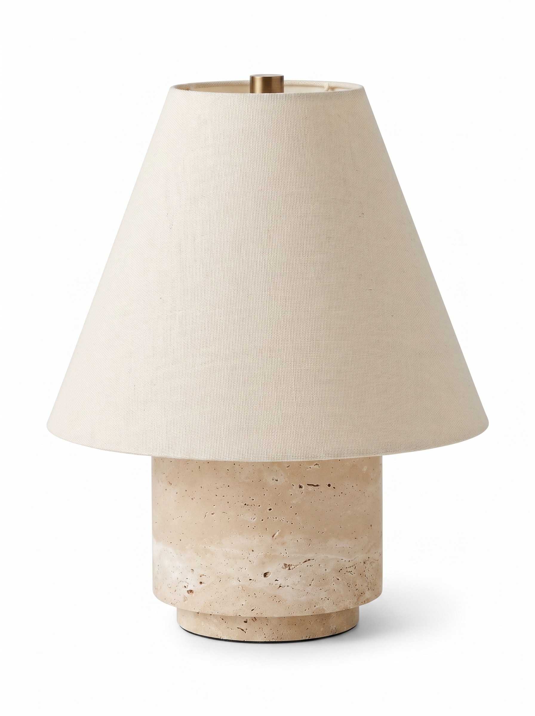 AIR HAVEN Travertine Base Table Lamp three-quarter studio view