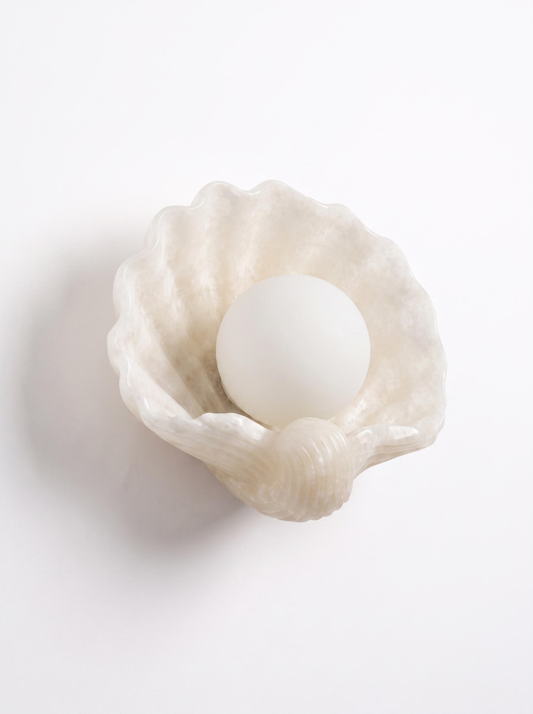 AIR HAVEN Alabaster Shell Wall Sconce three-quarter studio view