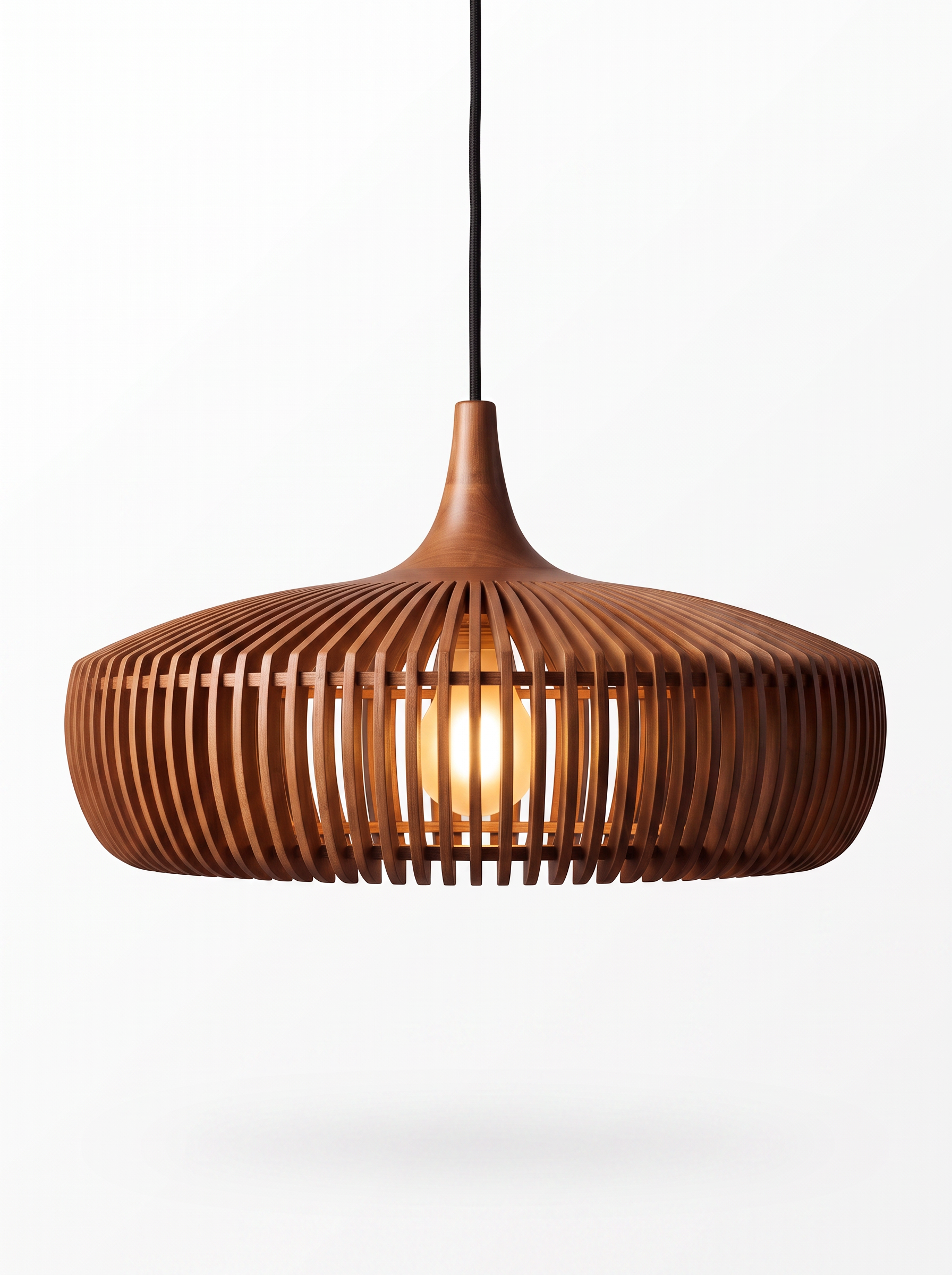 AIR HAVEN Hollowed Walnut Pendant Light - White Hero