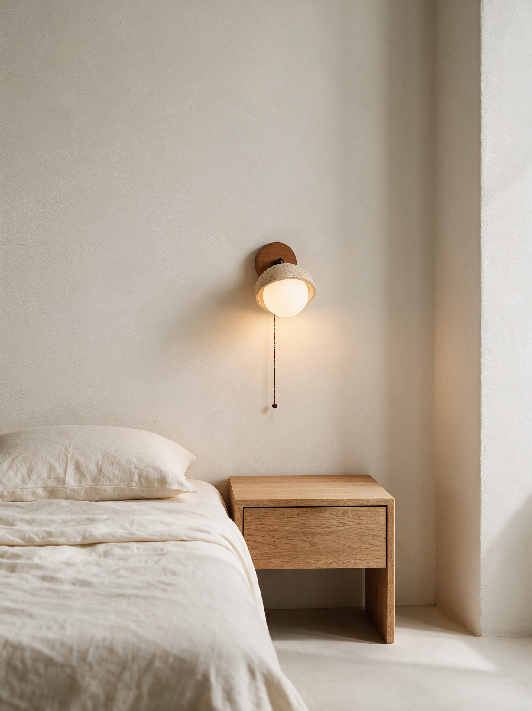 AIR HAVEN Carved Travertine Bedside Sconce - Signature Lifestyle Bedroom