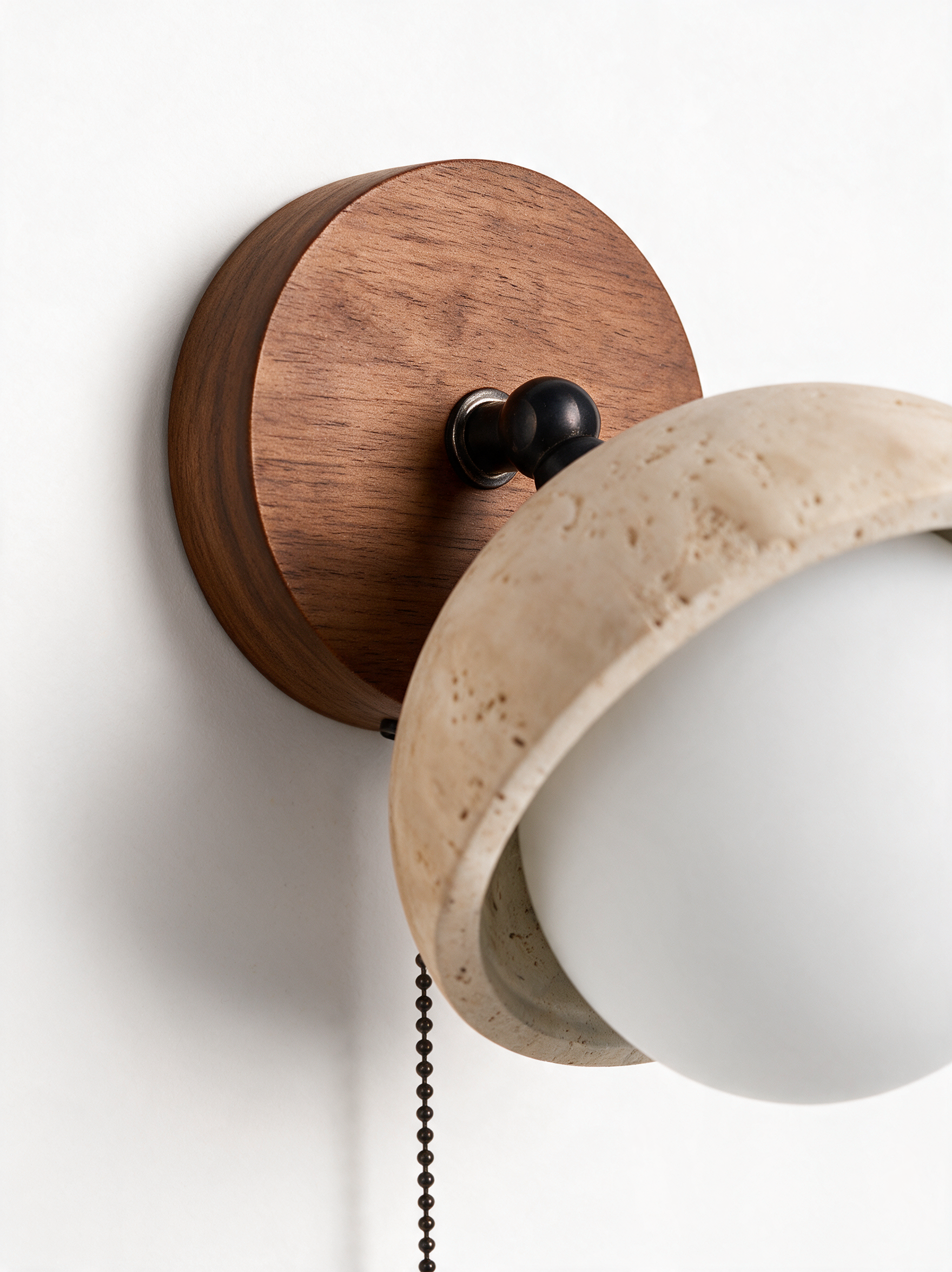 AIR HAVEN Carved Travertine Bedside Sconce - Construction Detail
