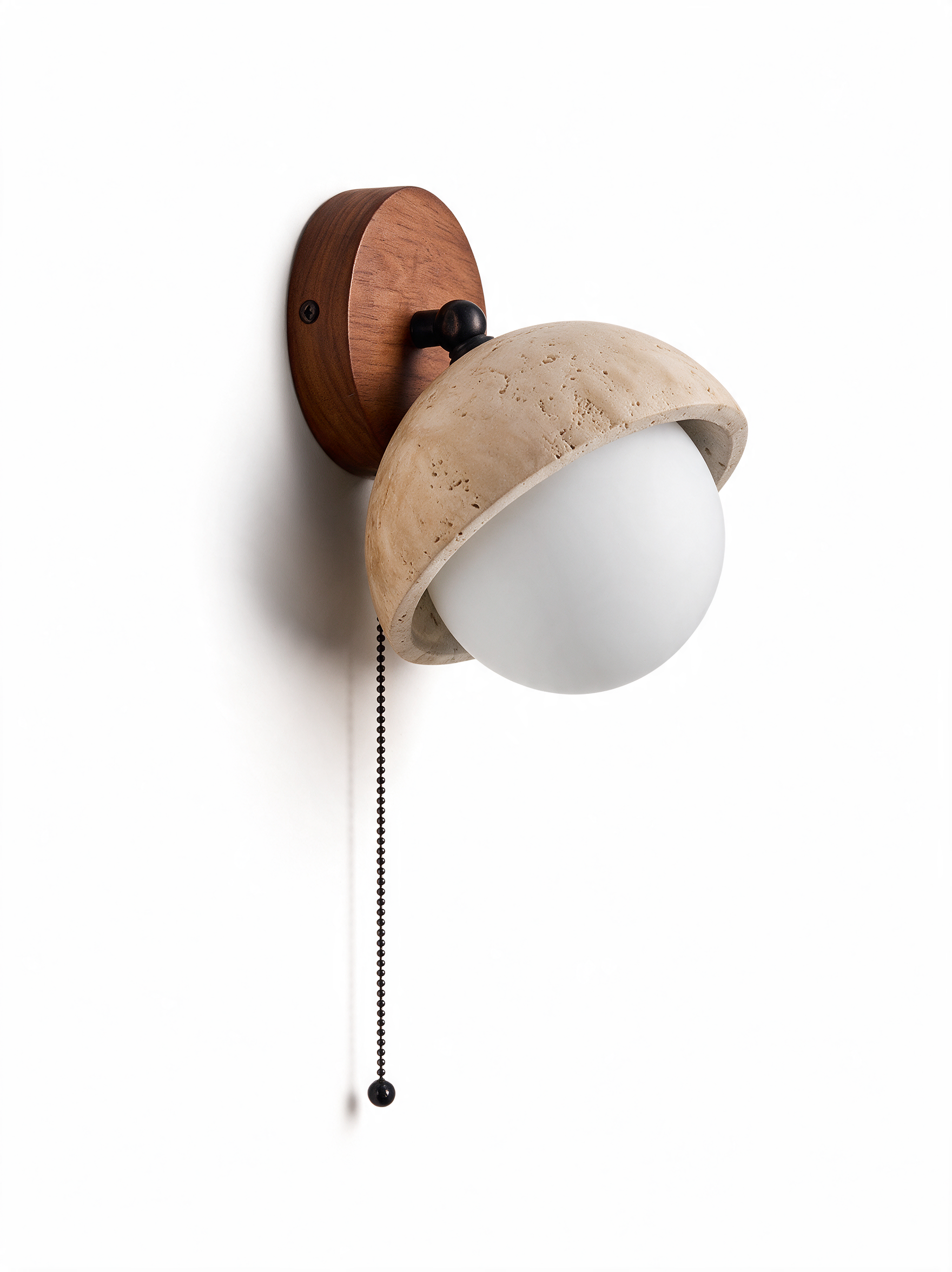 AIR HAVEN Carved Travertine Bedside Sconce - Alternate Elevation