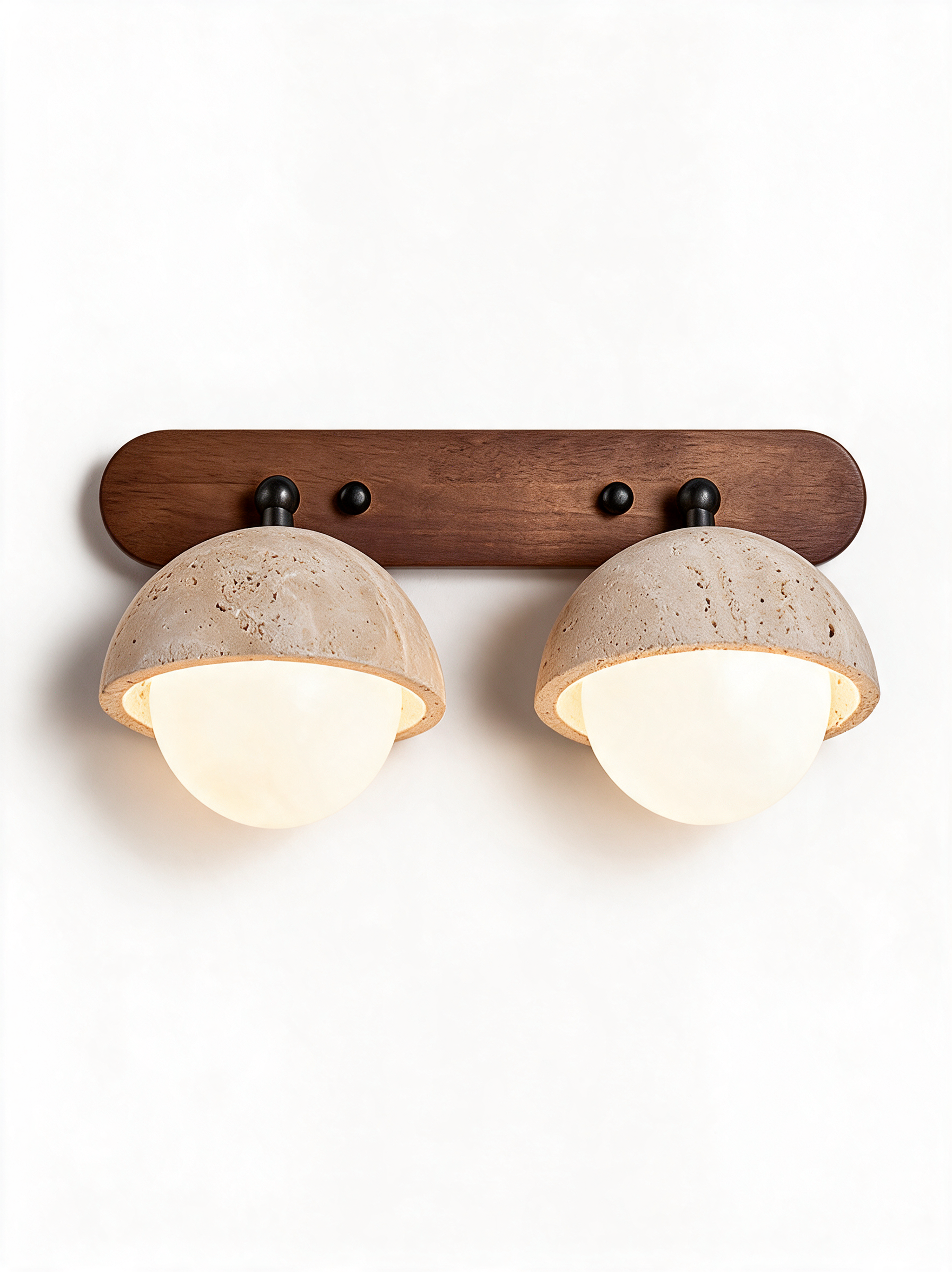 AIR HAVEN Carved Travertine Bedside Sconce - 2-Lights Hero