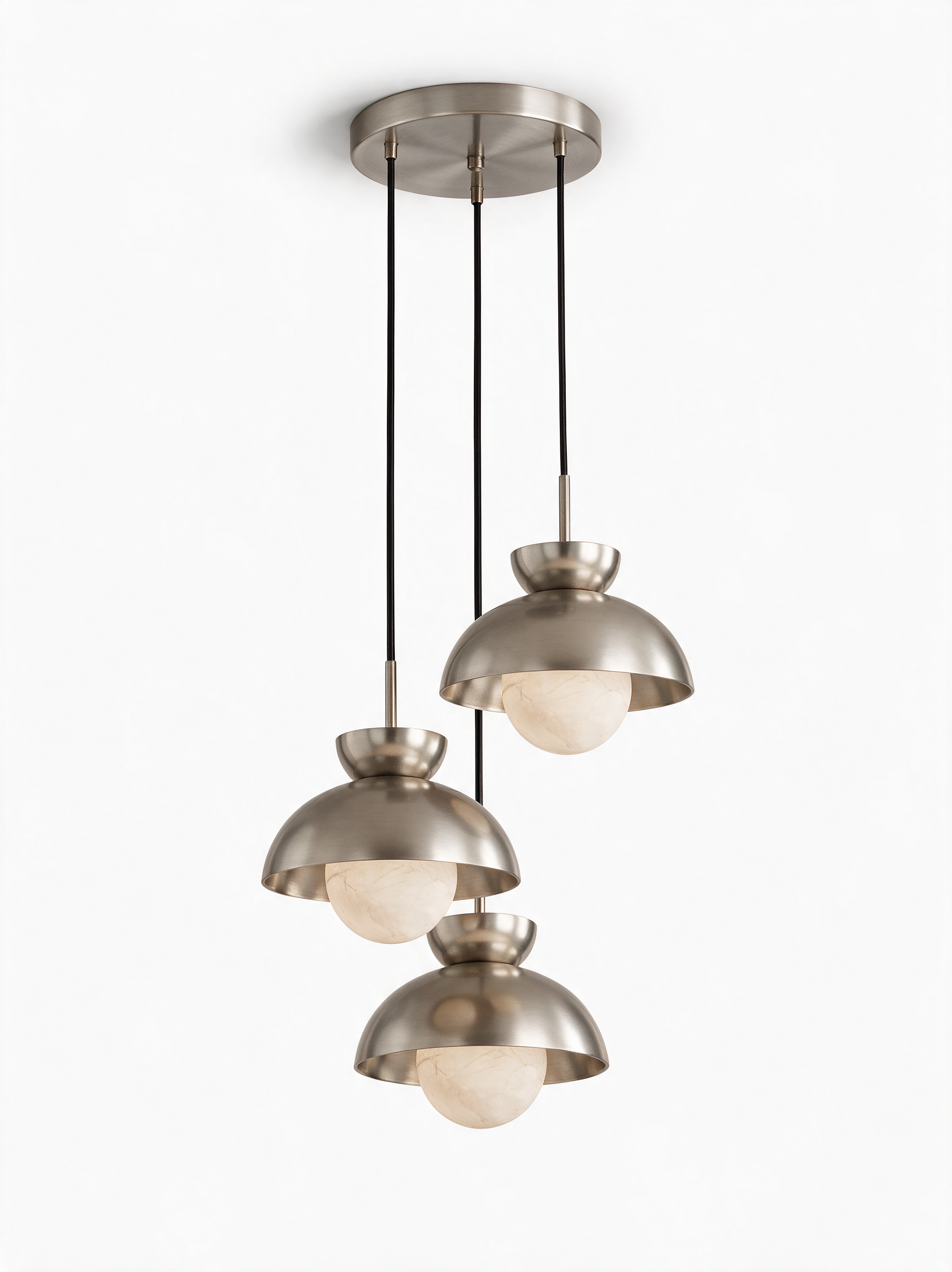 AIR HAVEN Alabaster Globe Pendant Light - 3-Lights Round Canopy Satin Nickel Hero