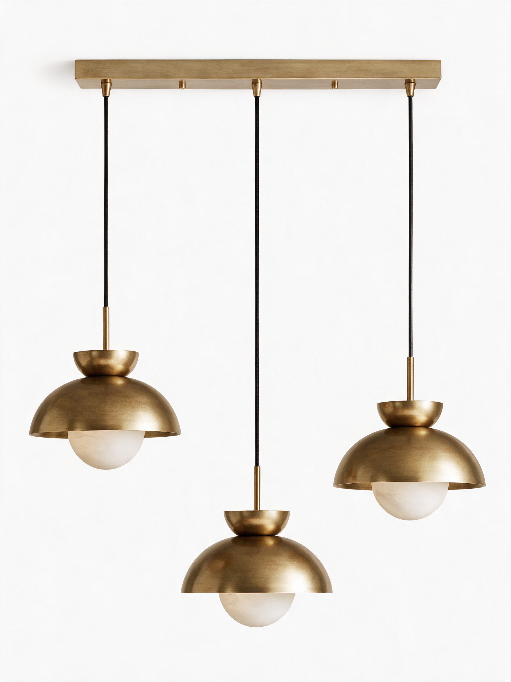 AIR HAVEN Alabaster Globe Pendant Light - 3-Lights Long Canopy Brass Hero