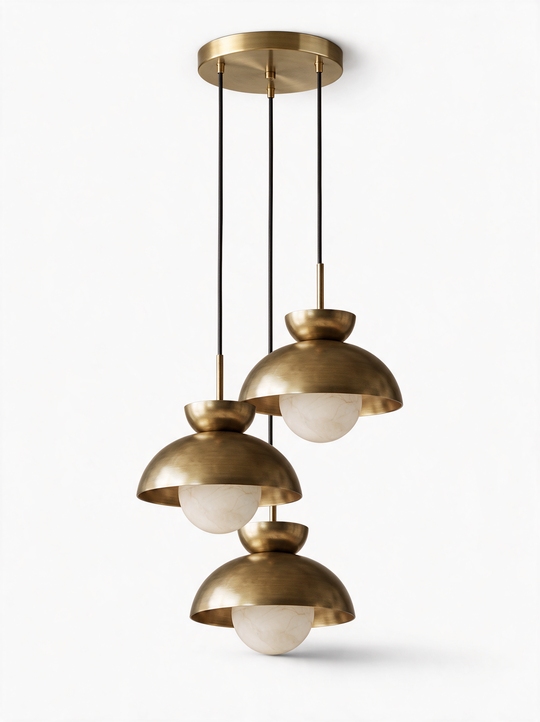 AIR HAVEN Alabaster Globe Pendant Light - 3-Lights Round Canopy Brass Hero