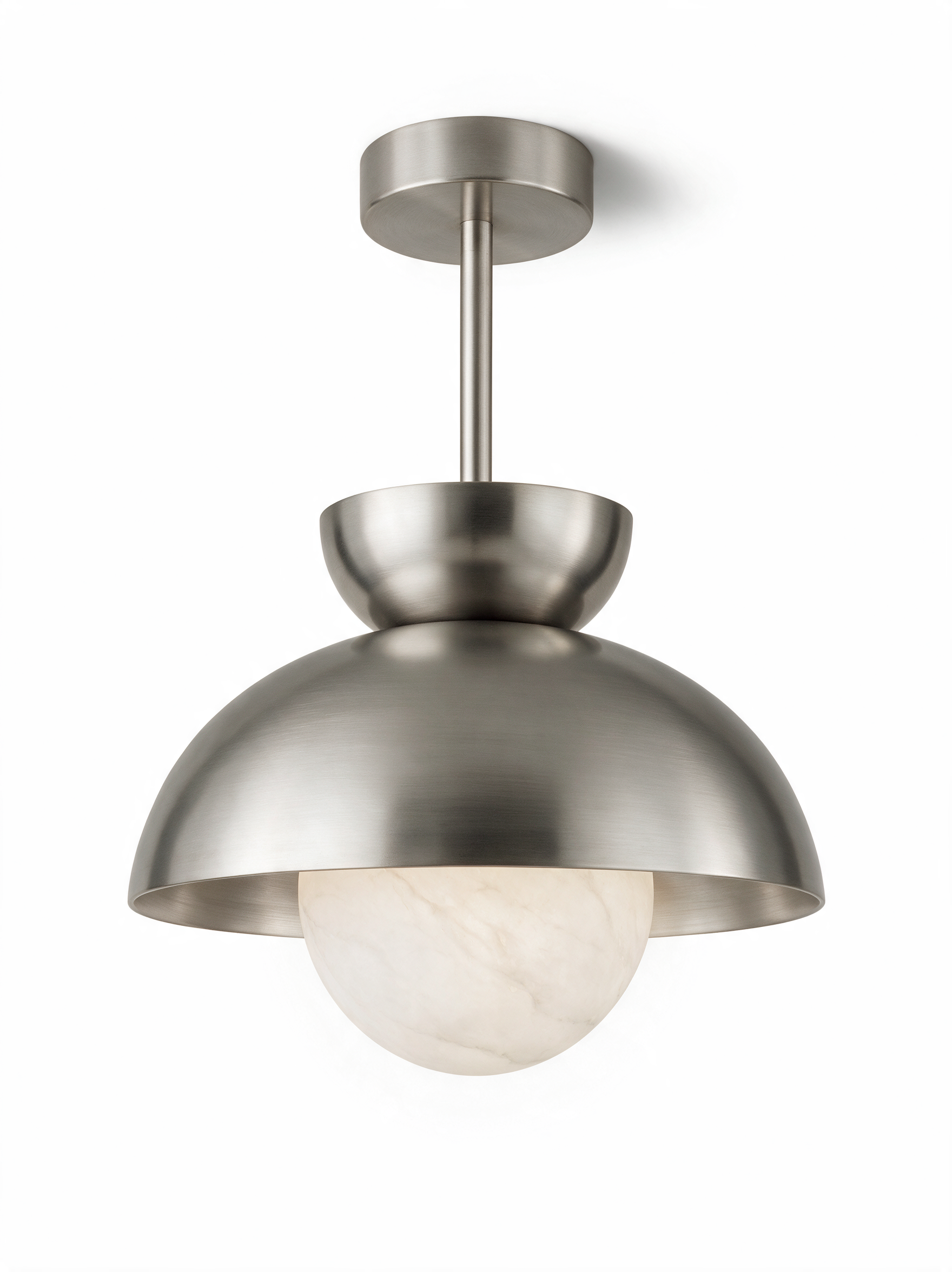 AIR HAVEN Alabaster Globe Pendant Light - 1-Light Satin Nickel Hero