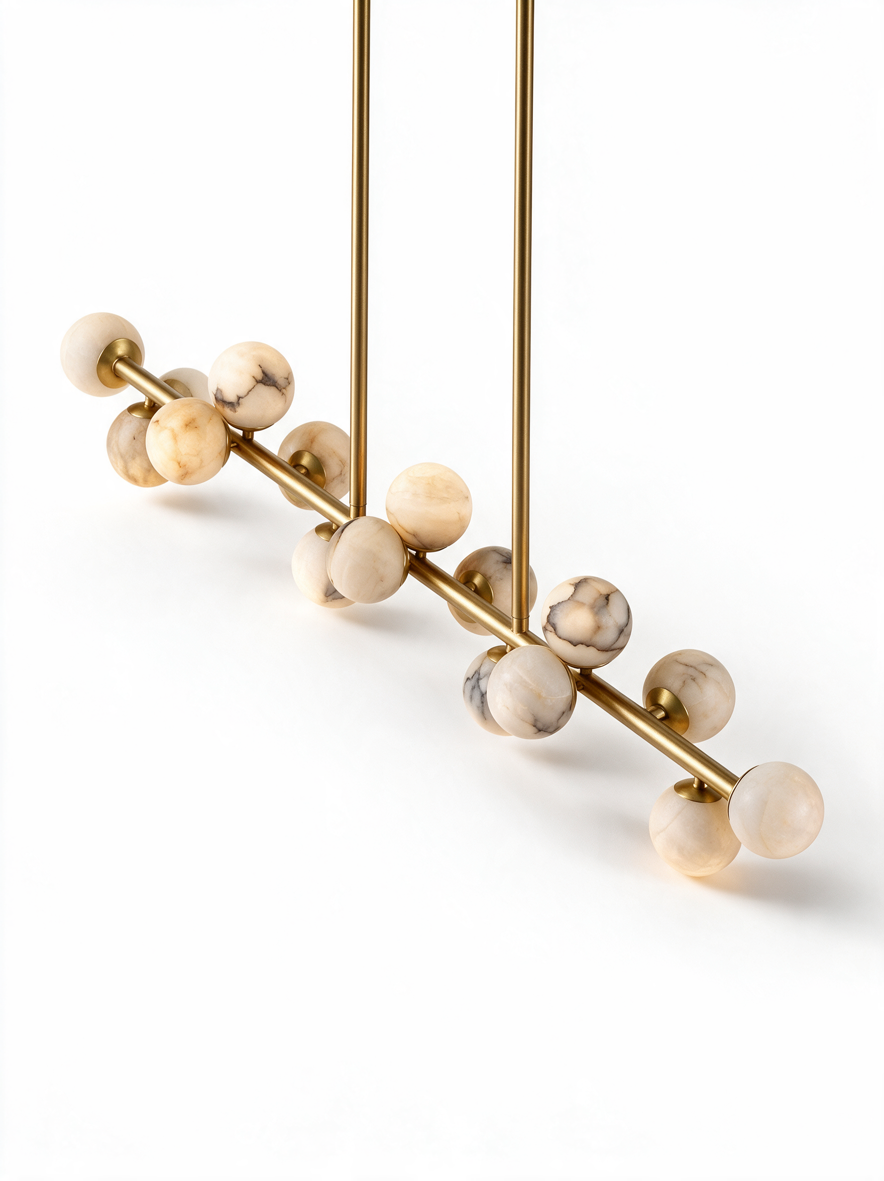 Alabaster Globe Linear Chandelier - three-quarter studio view