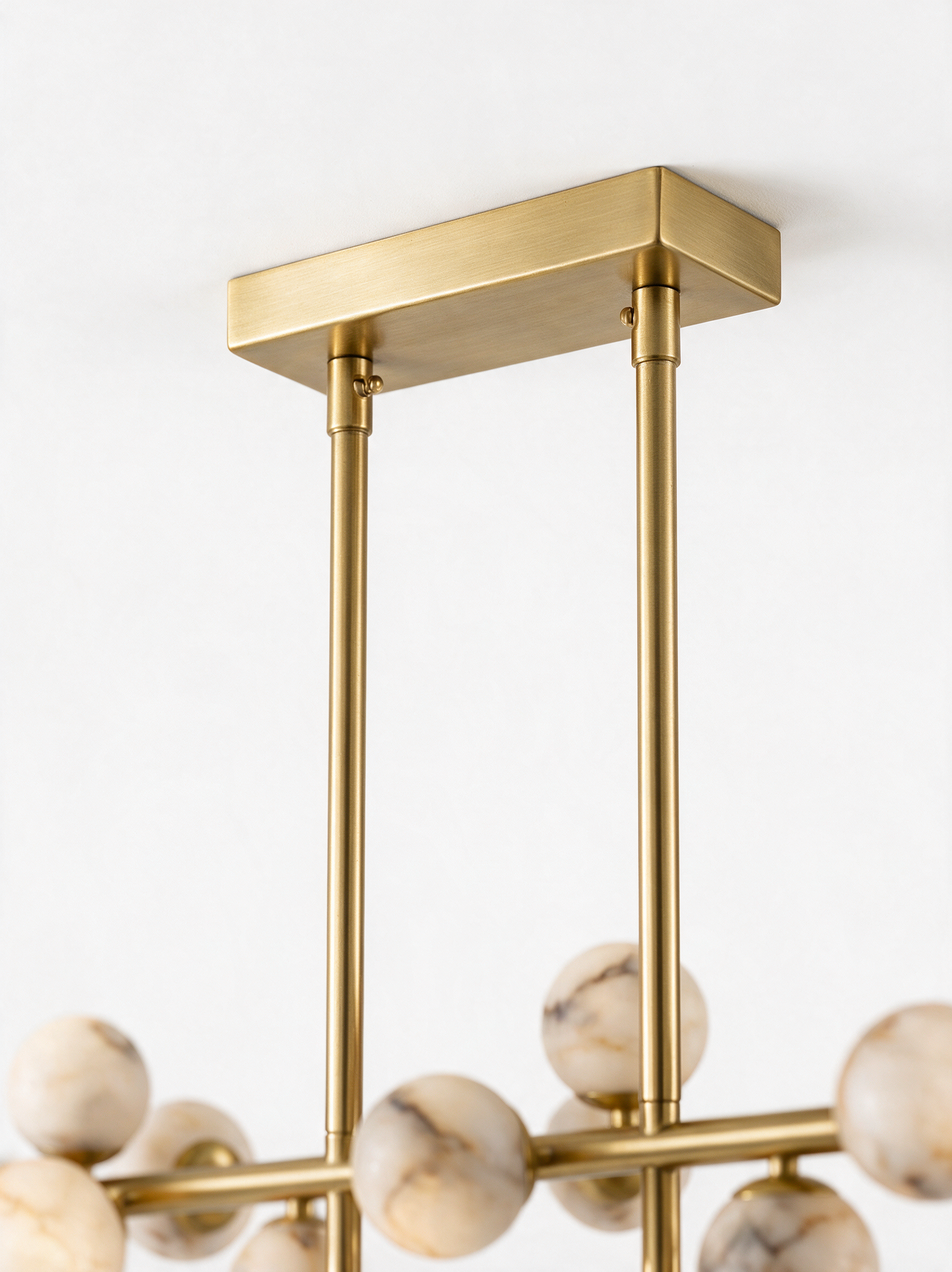 Alabaster Globe Linear Chandelier - ceiling canopy construction detail