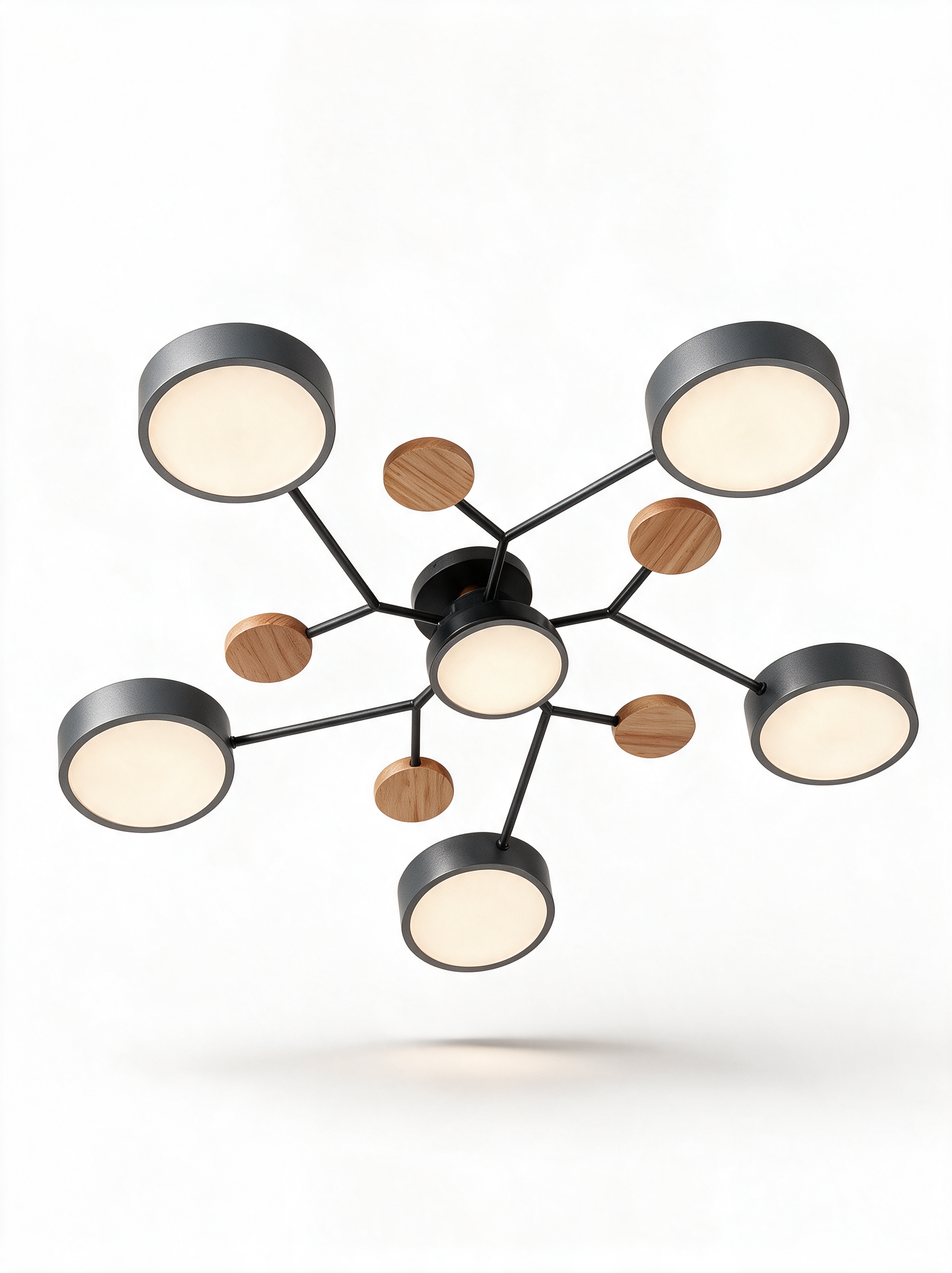 AIR HAVEN Six-Arm LED Chandelier - Grey Hero