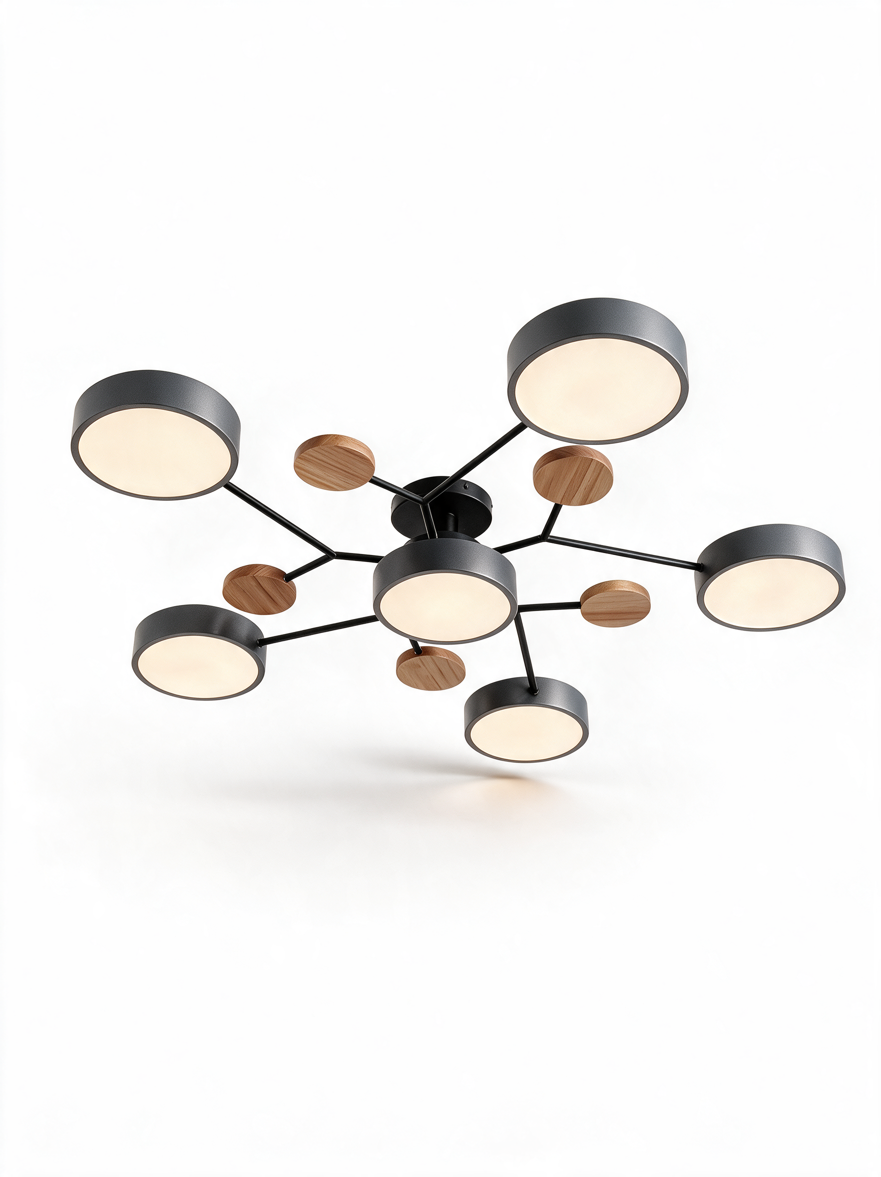 AIR HAVEN Six-Arm LED Chandelier - Three-Quarter Studio View