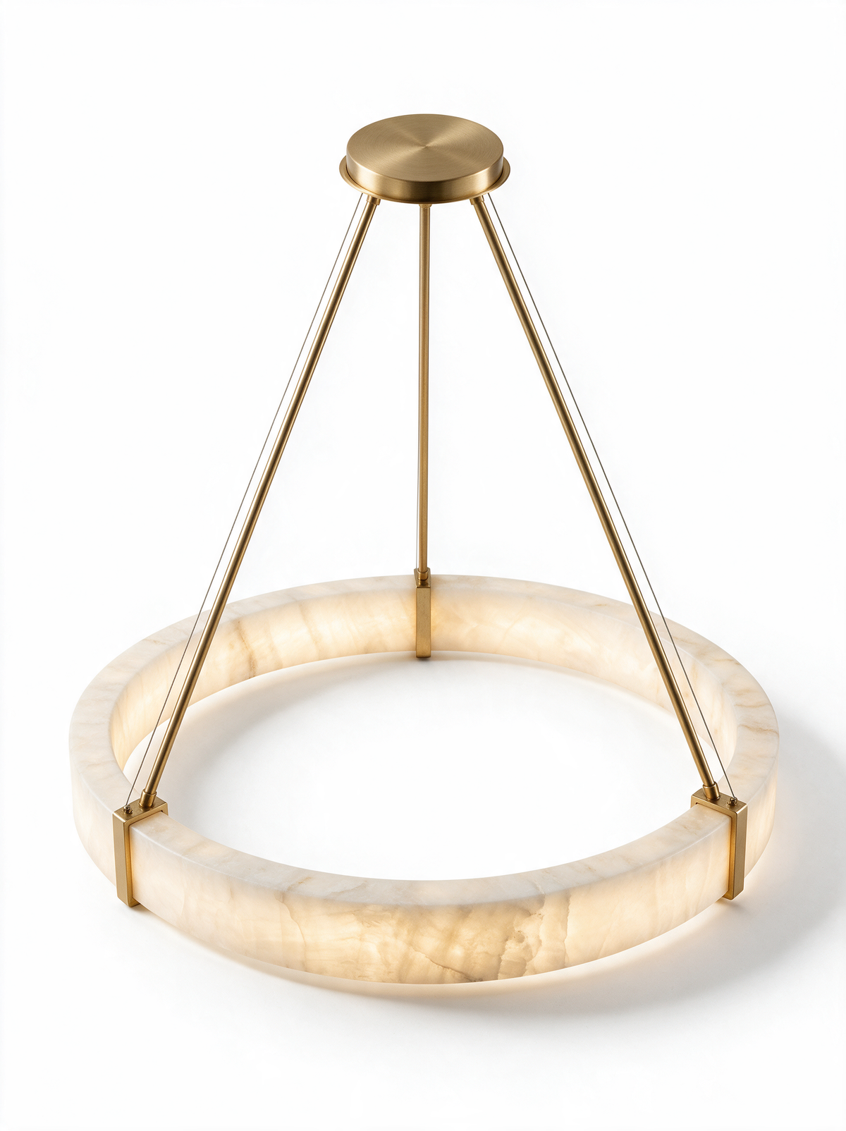 AIR HAVEN Alabaster Ring Chandelier - Elevated Side View