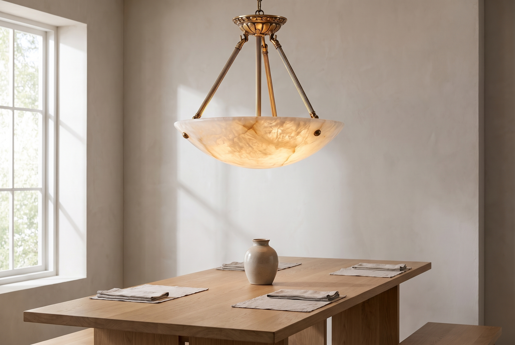 Alabaster Bowl Pendant Light