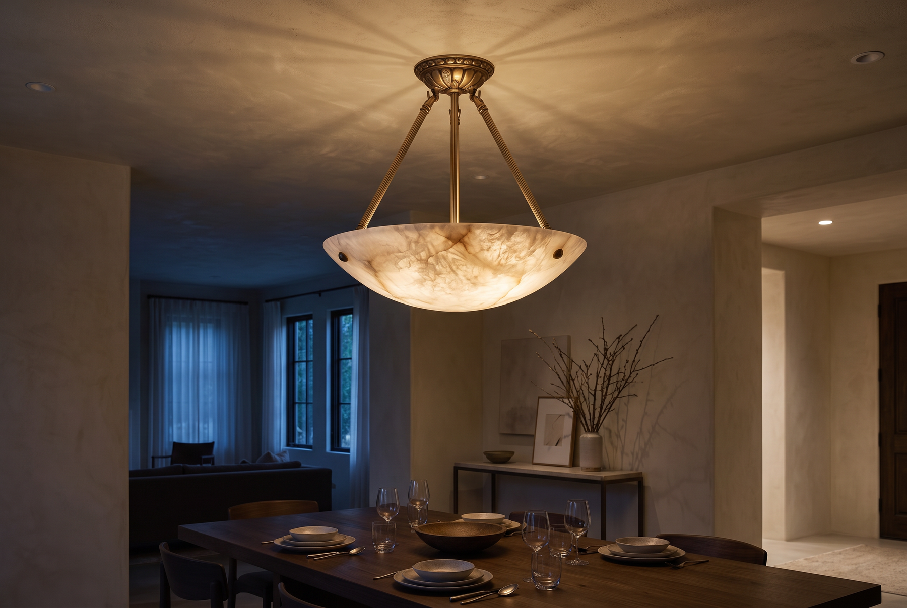 Alabaster Bowl Pendant Light