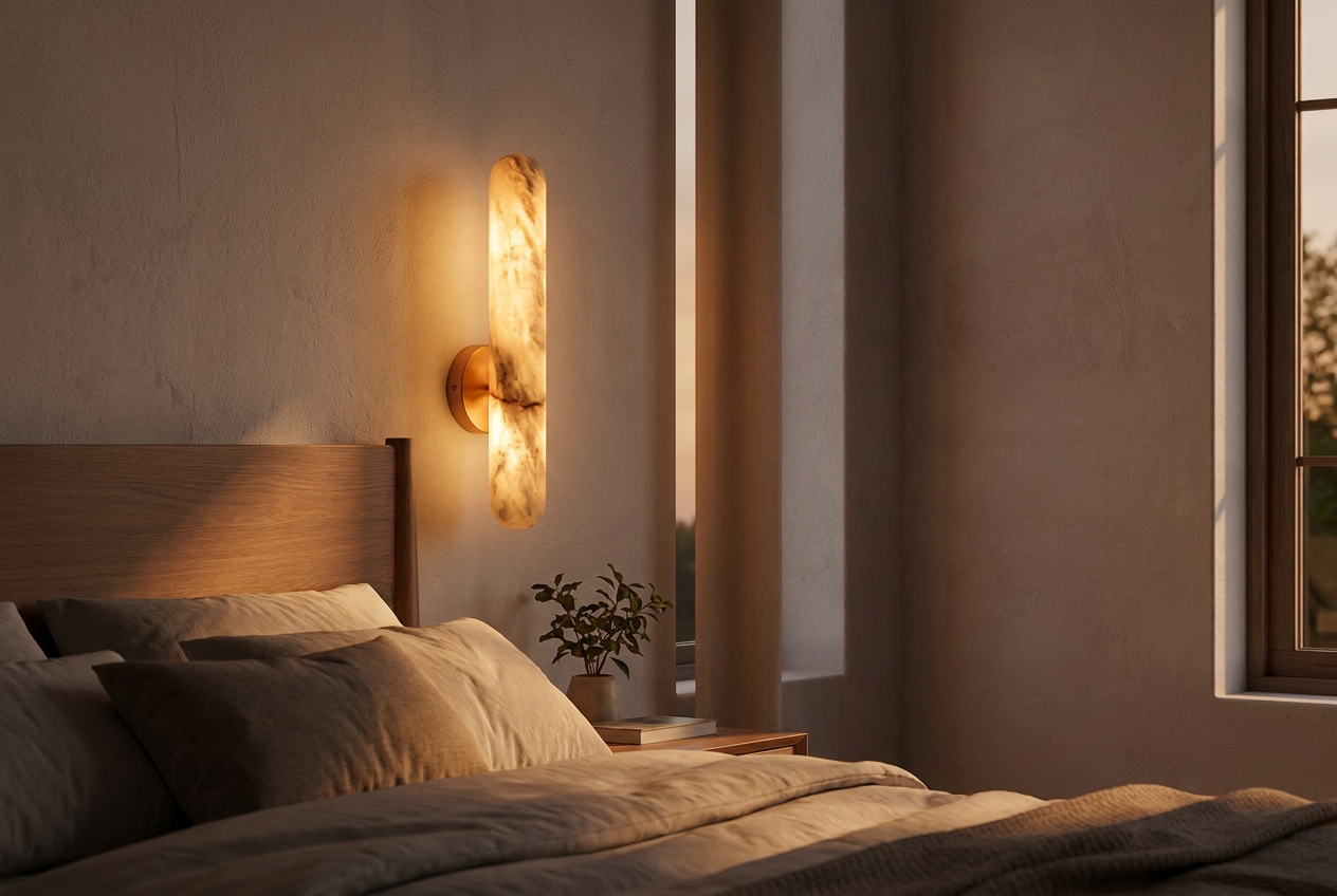 Slim Alabaster Copper Sconce