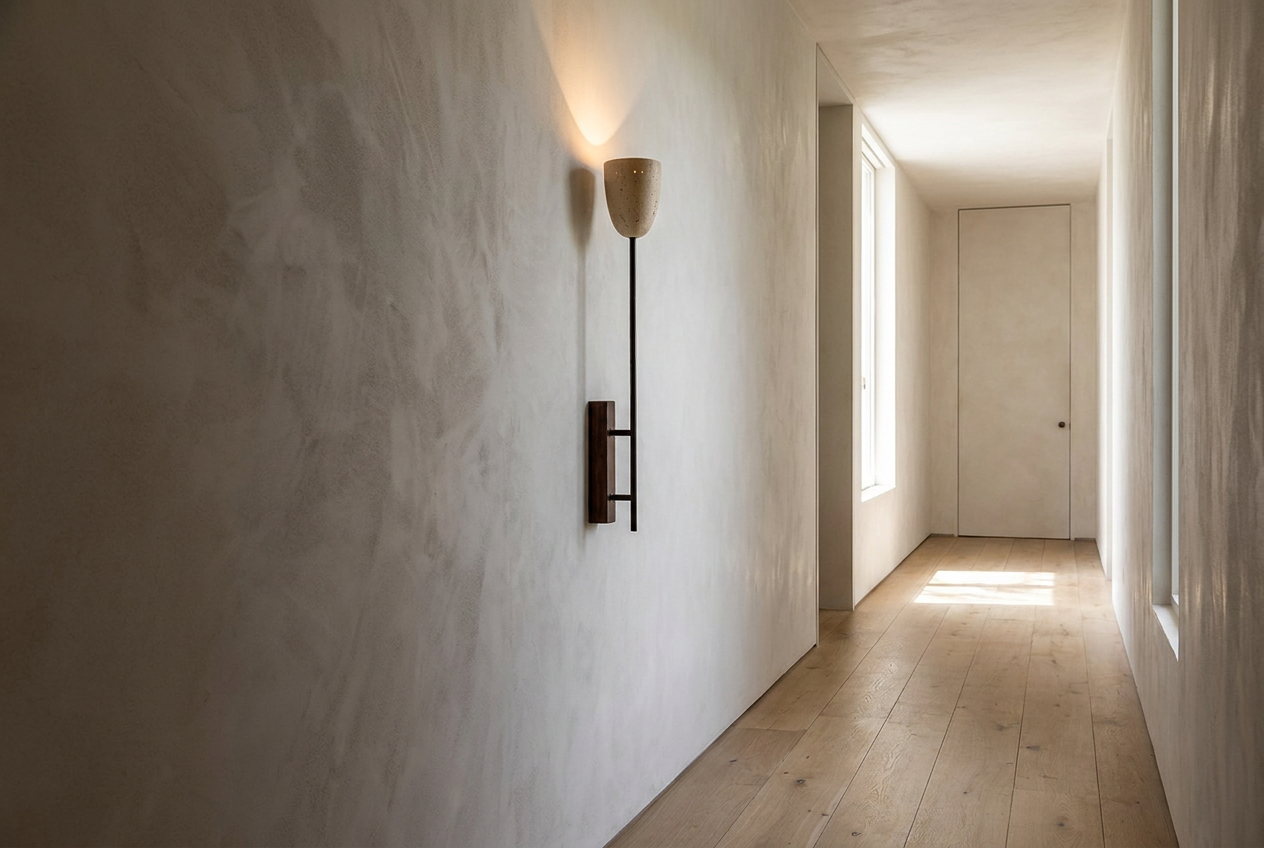 Slim Travertine Wall Sconce