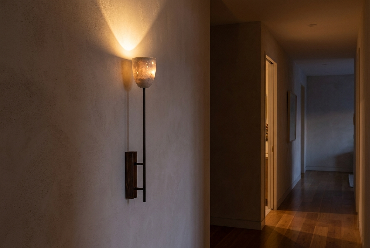 Slim Travertine Wall Sconce