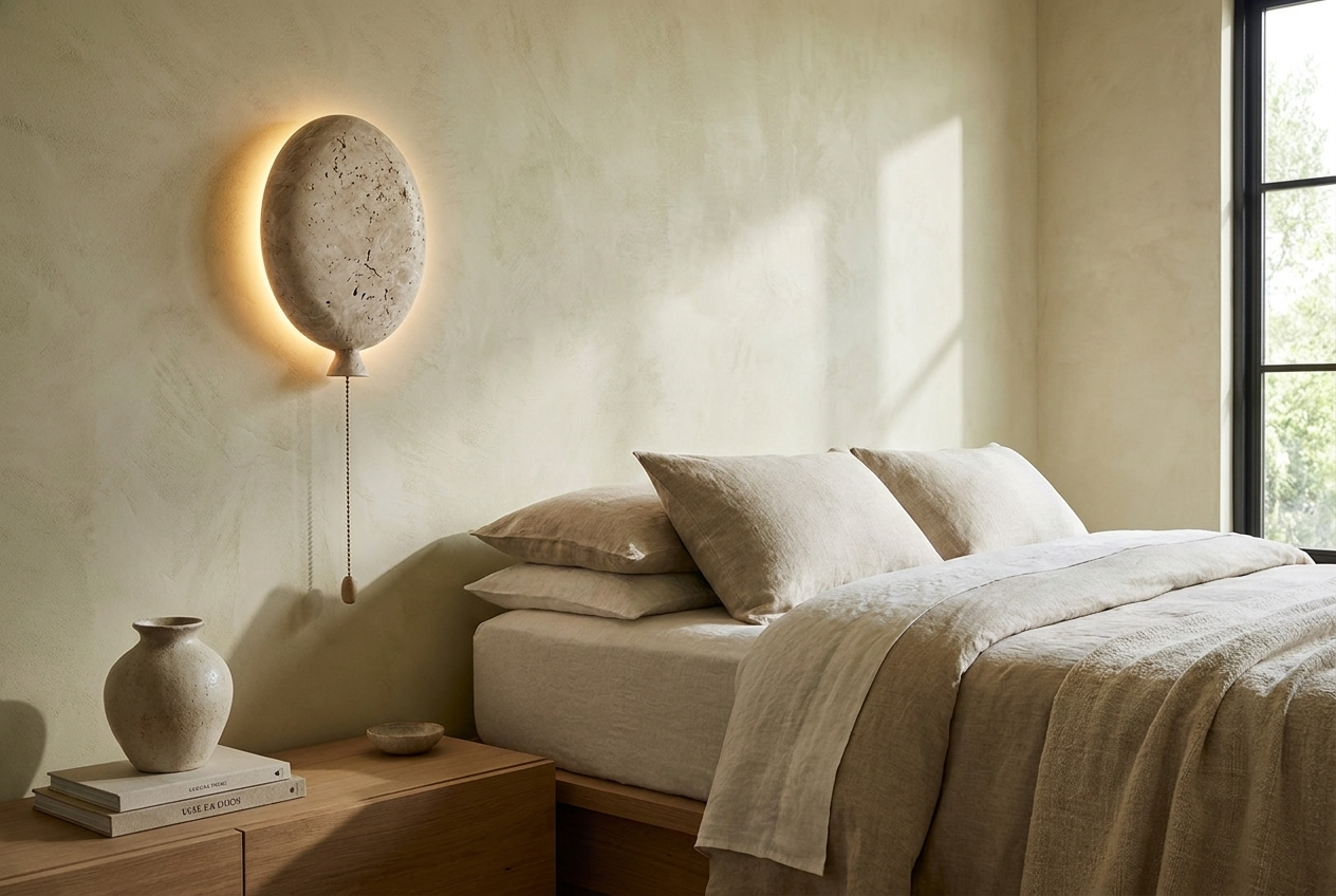 Organic Travertine Wall Lamp