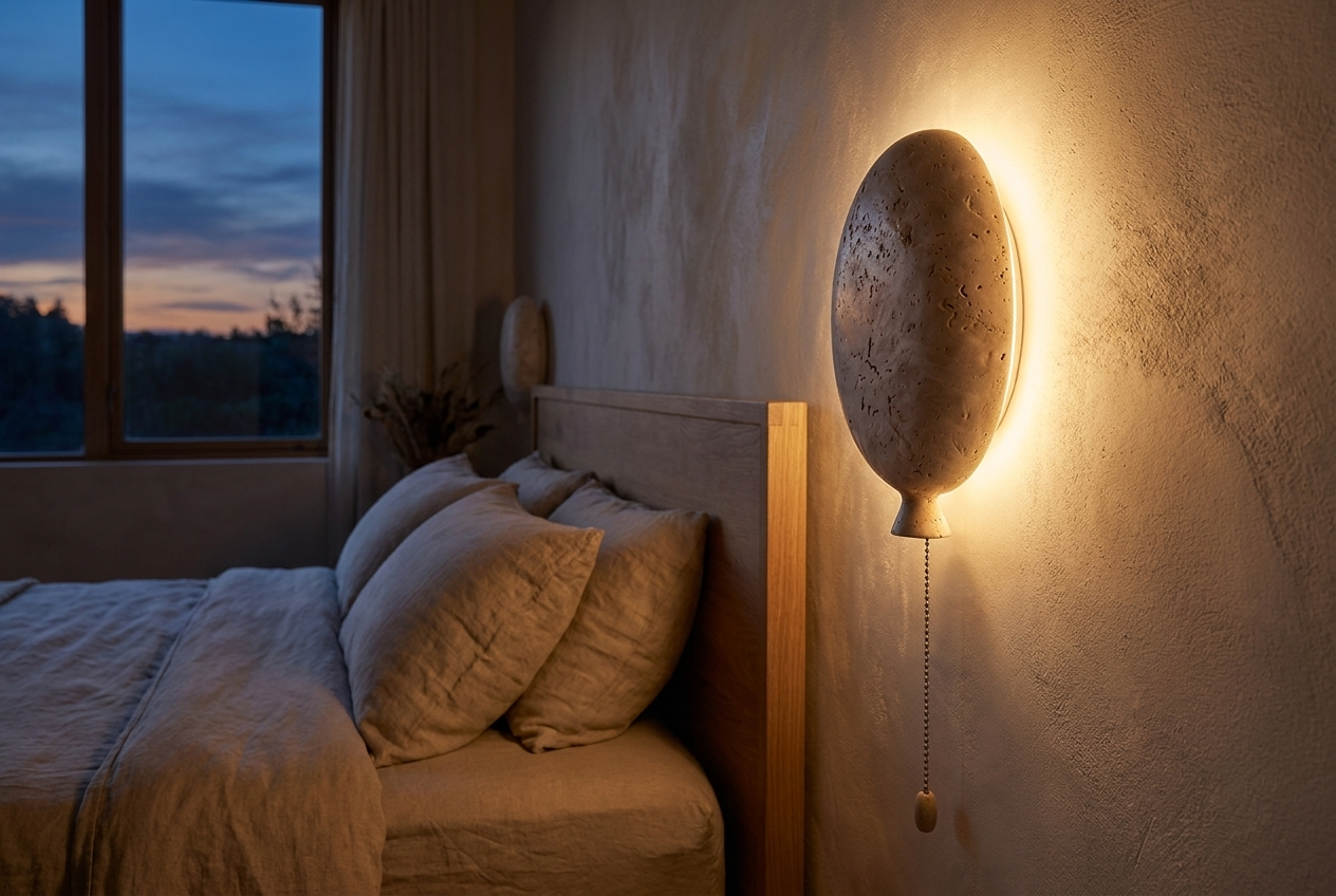 Organic Travertine Wall Lamp