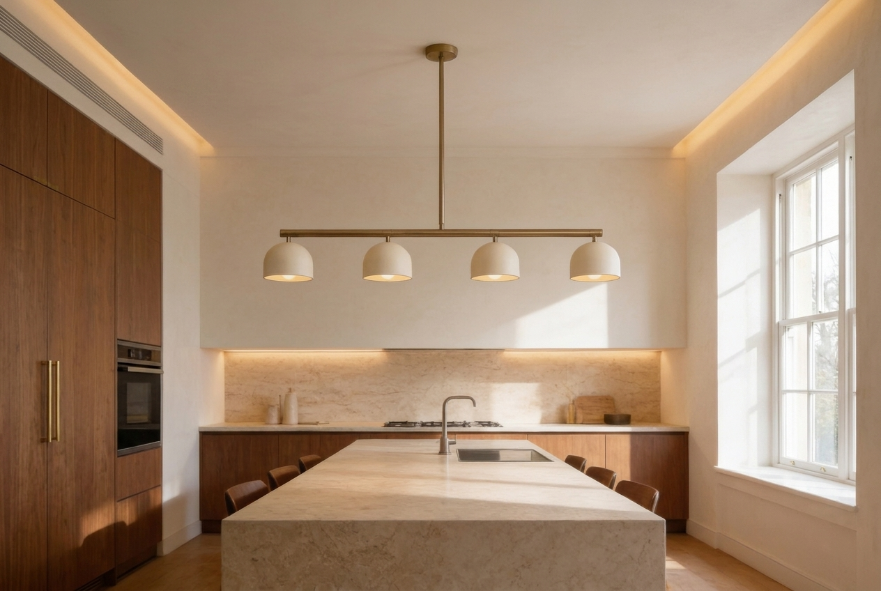 Brass Linear Dome Chandelier