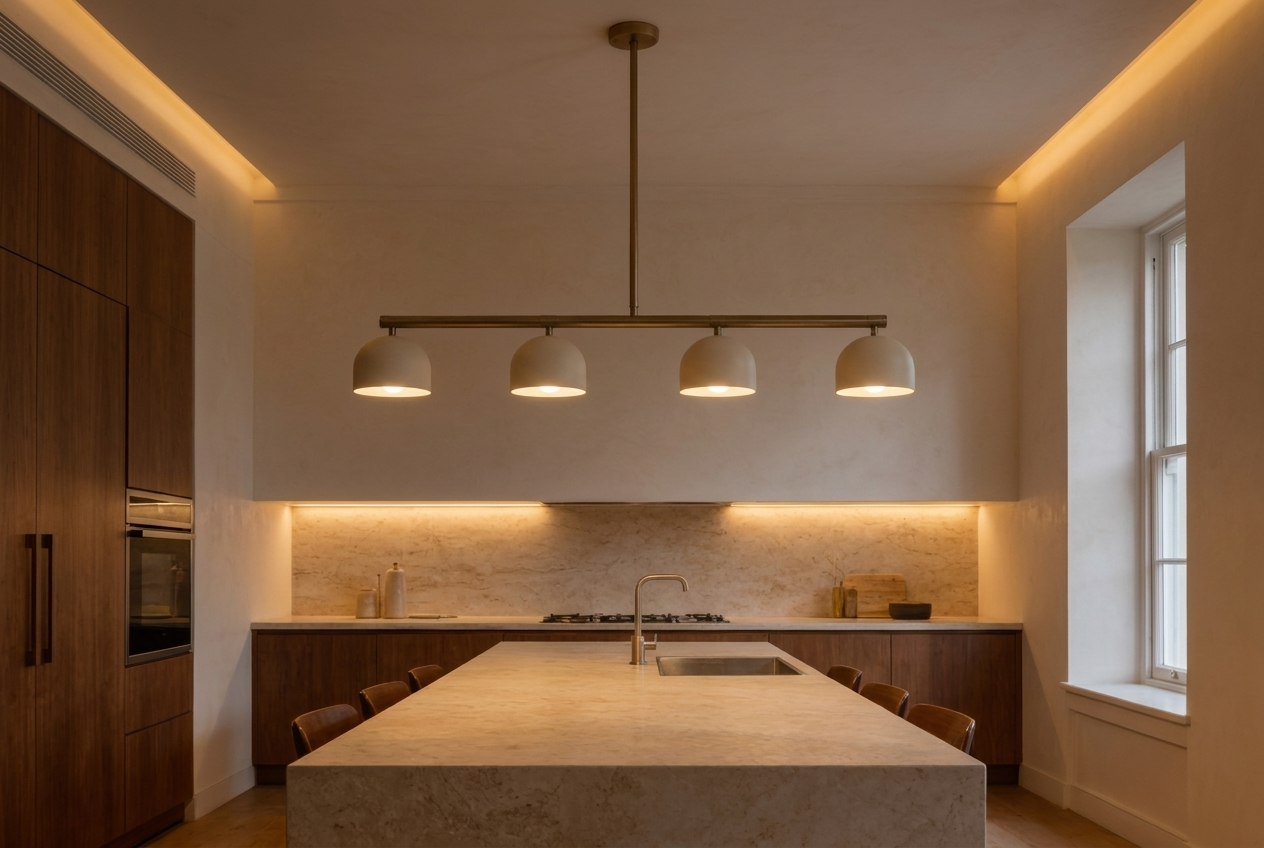 Brass Linear Dome Chandelier