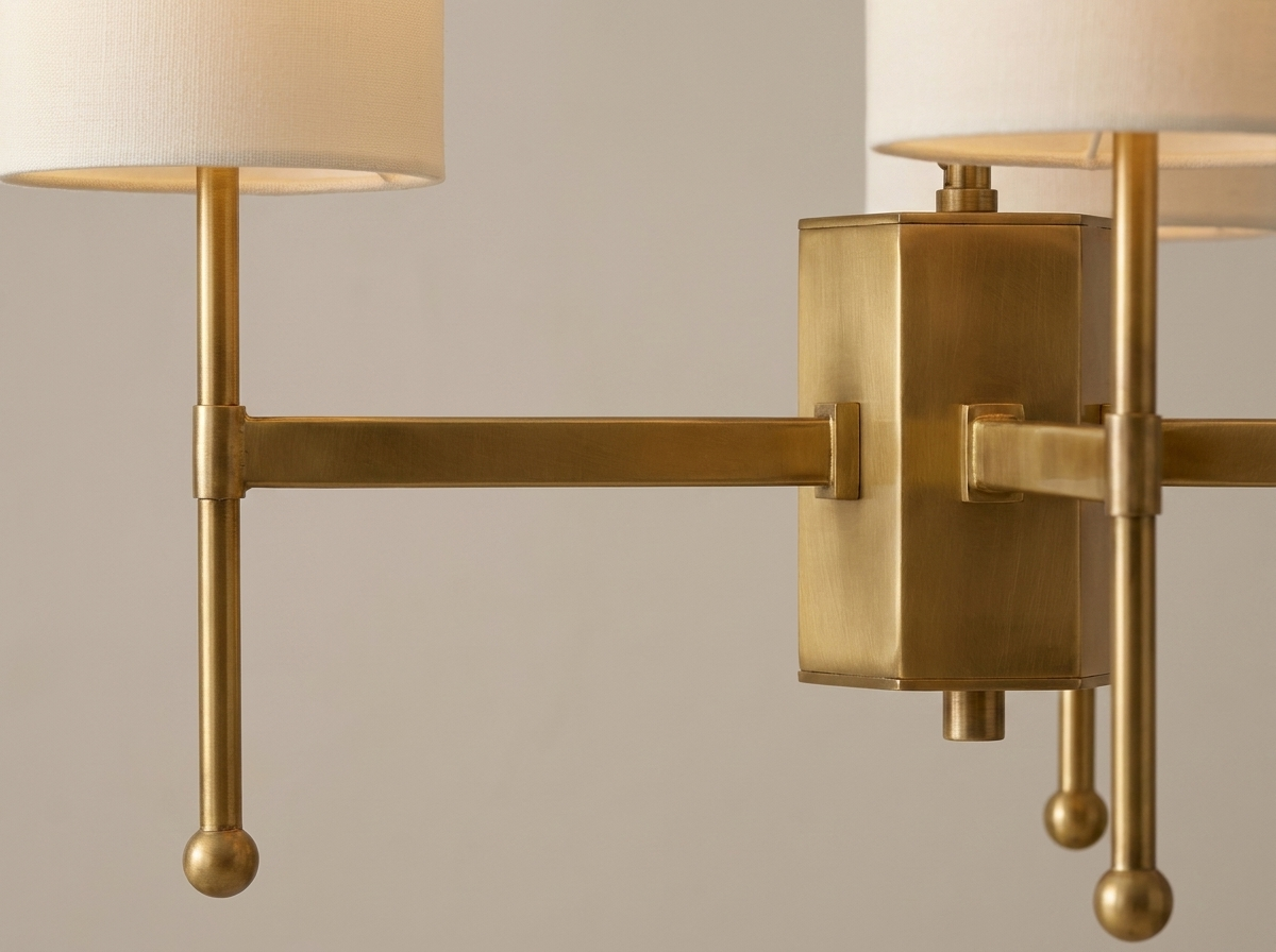Brass Fabric Shade Chandelier