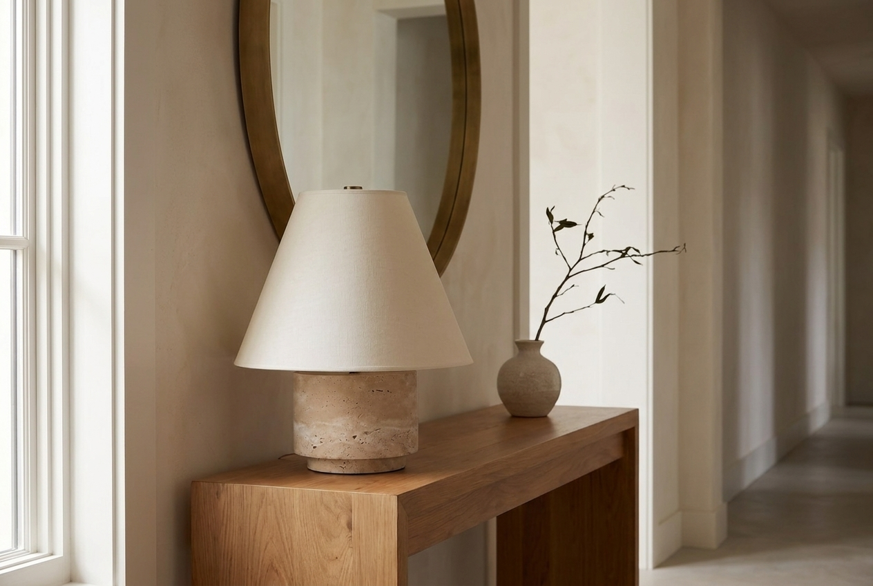 Travertine Base Table Lamp