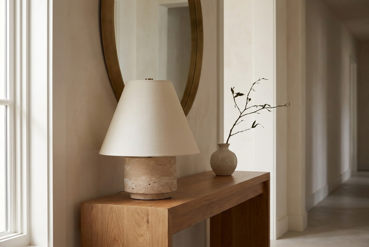 Travertine Base Table Lamp