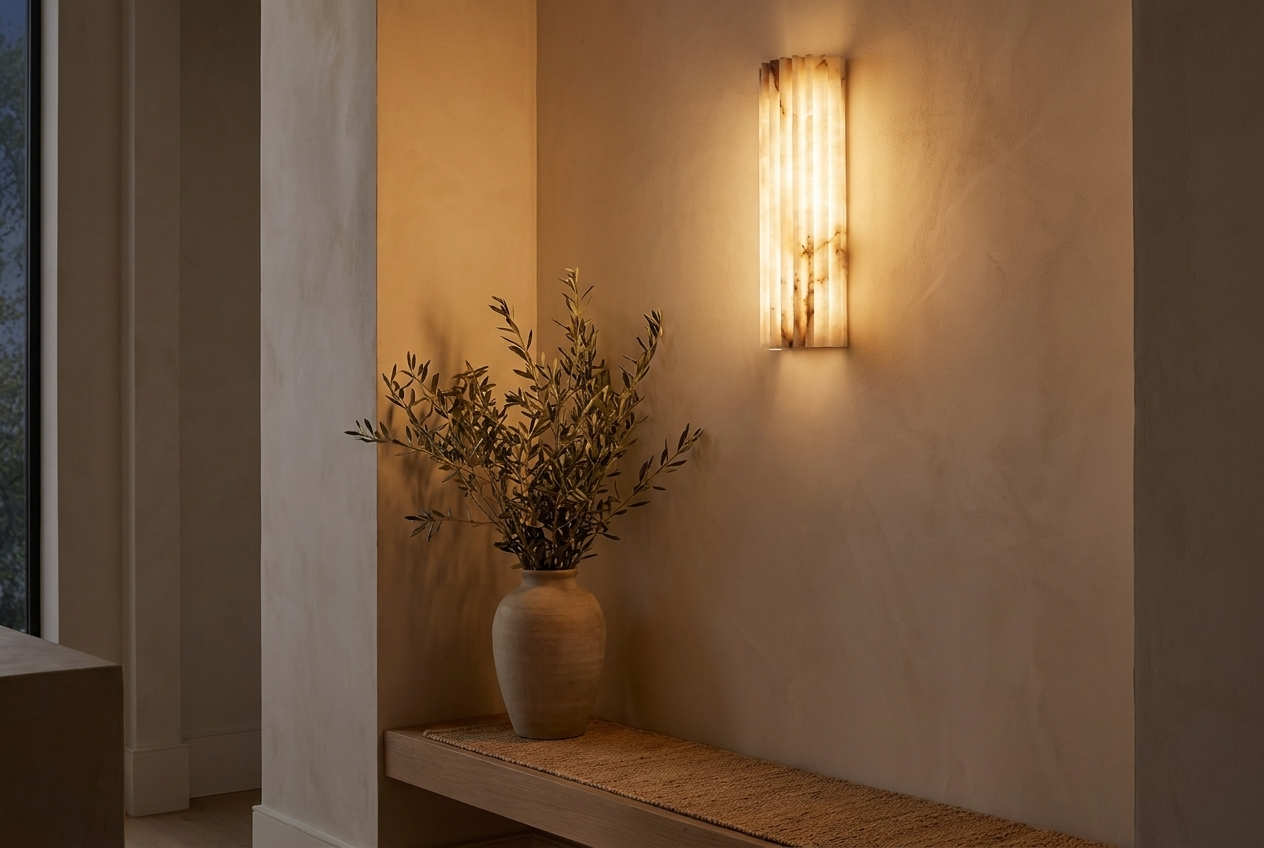 Fluted Alabaster Wall Light