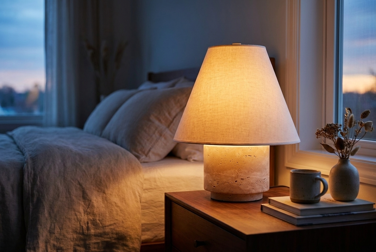 Travertine Base Table Lamp
