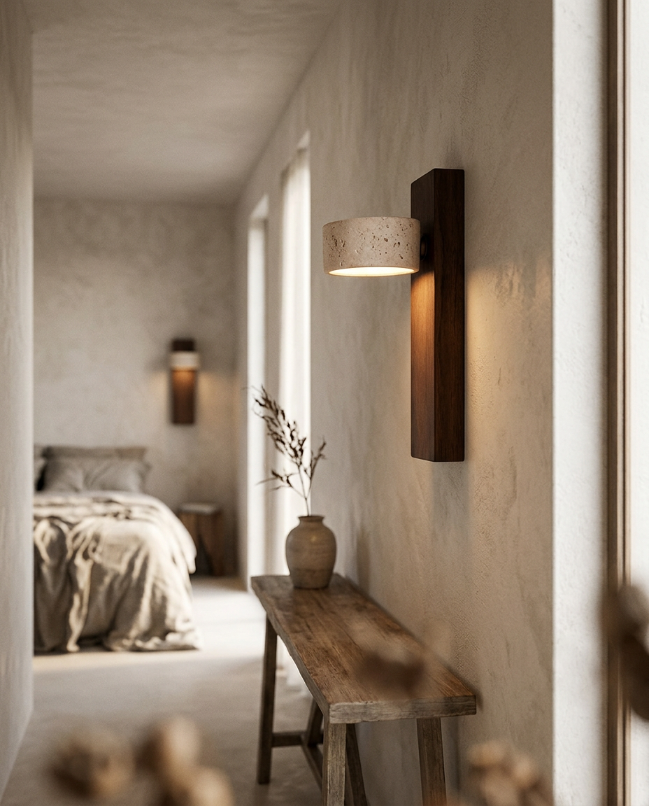 Travertine Walnut Wall Sconce