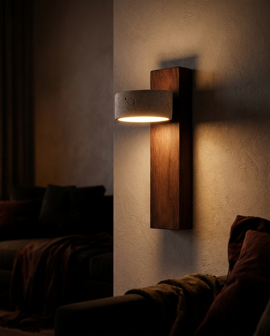 Travertine Walnut Wall Sconce