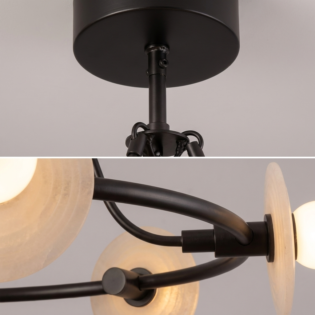 Ribbed Alabaster Chandelier