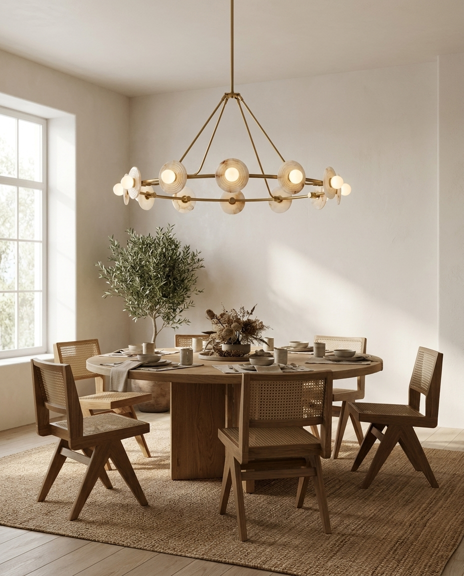 Ribbed Alabaster Chandelier