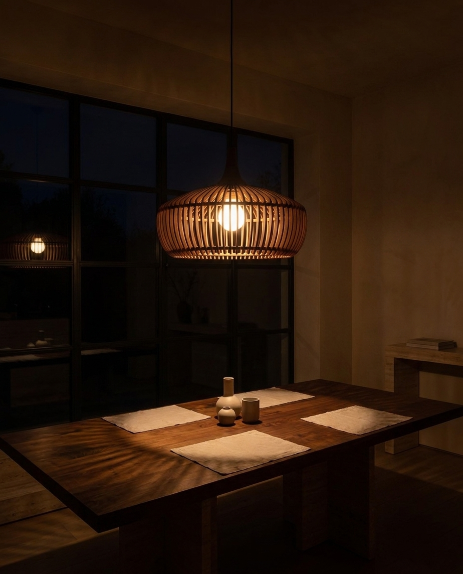 Hollowed Walnut Pendant Light