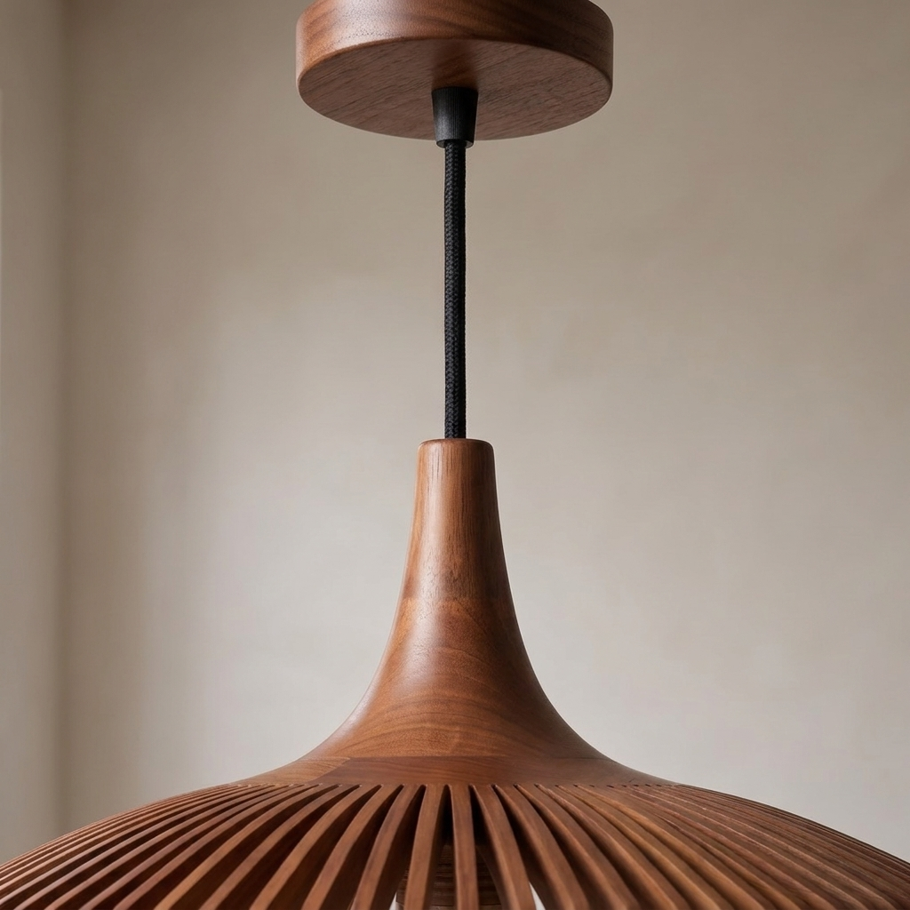 Hollowed Walnut Pendant Light