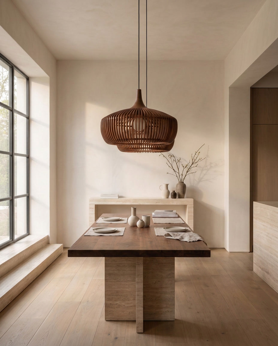 Hollowed Walnut Pendant Light