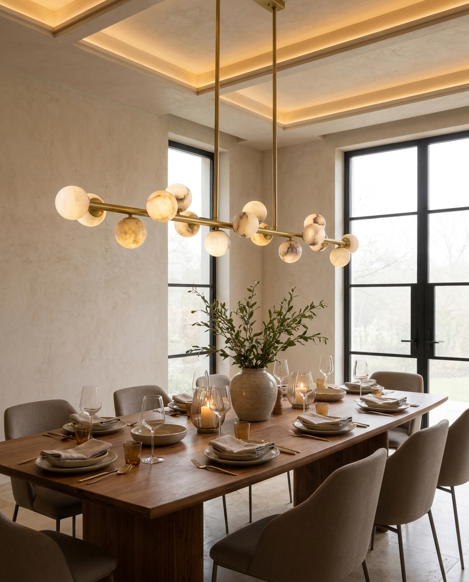 Alabaster Globe Linear Chandelier